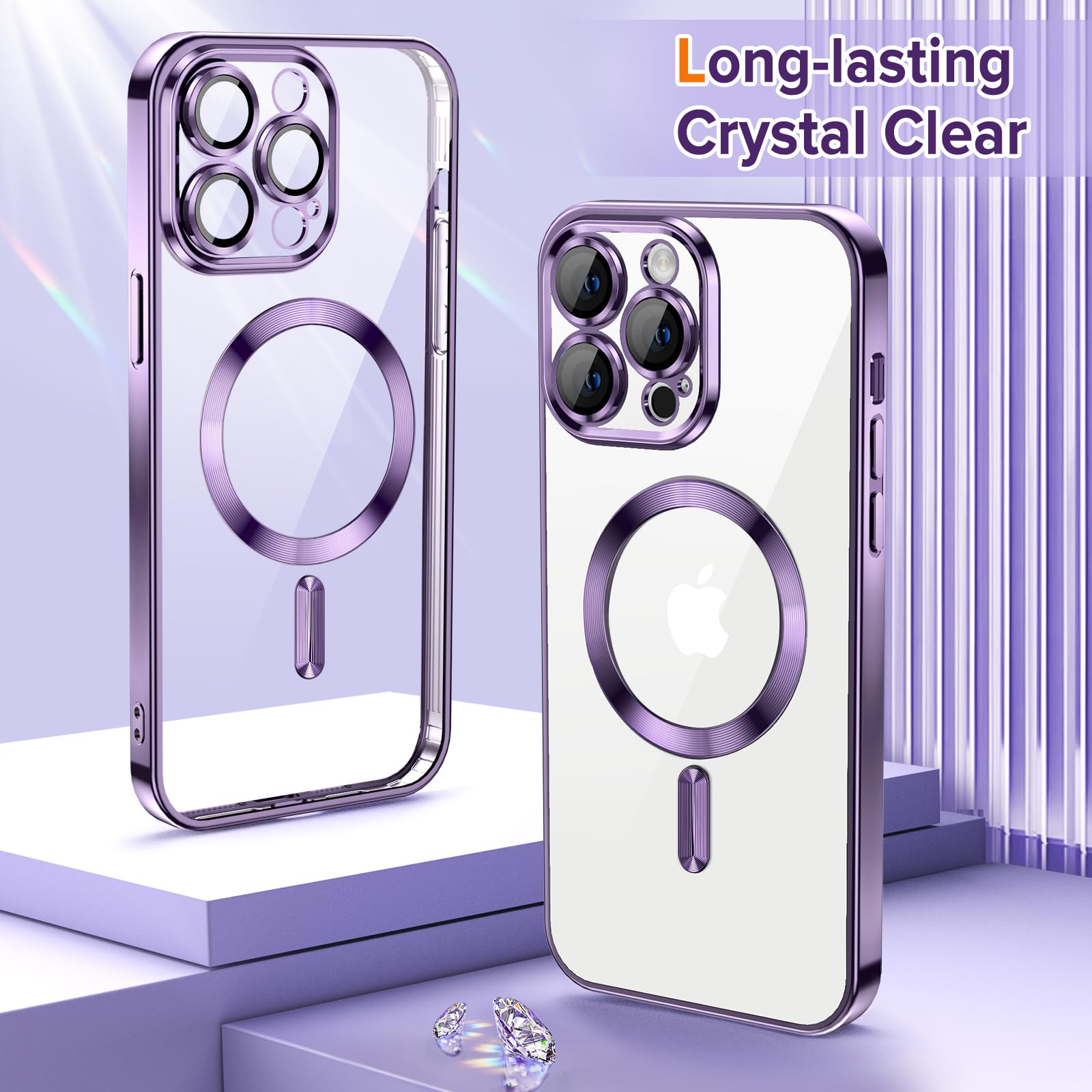 Hython Magnetic Clear Case For Iphone 12 Pro Max Case With Camera Lens Protector [Compatible With Magsafe] Luxury Plating Edge S