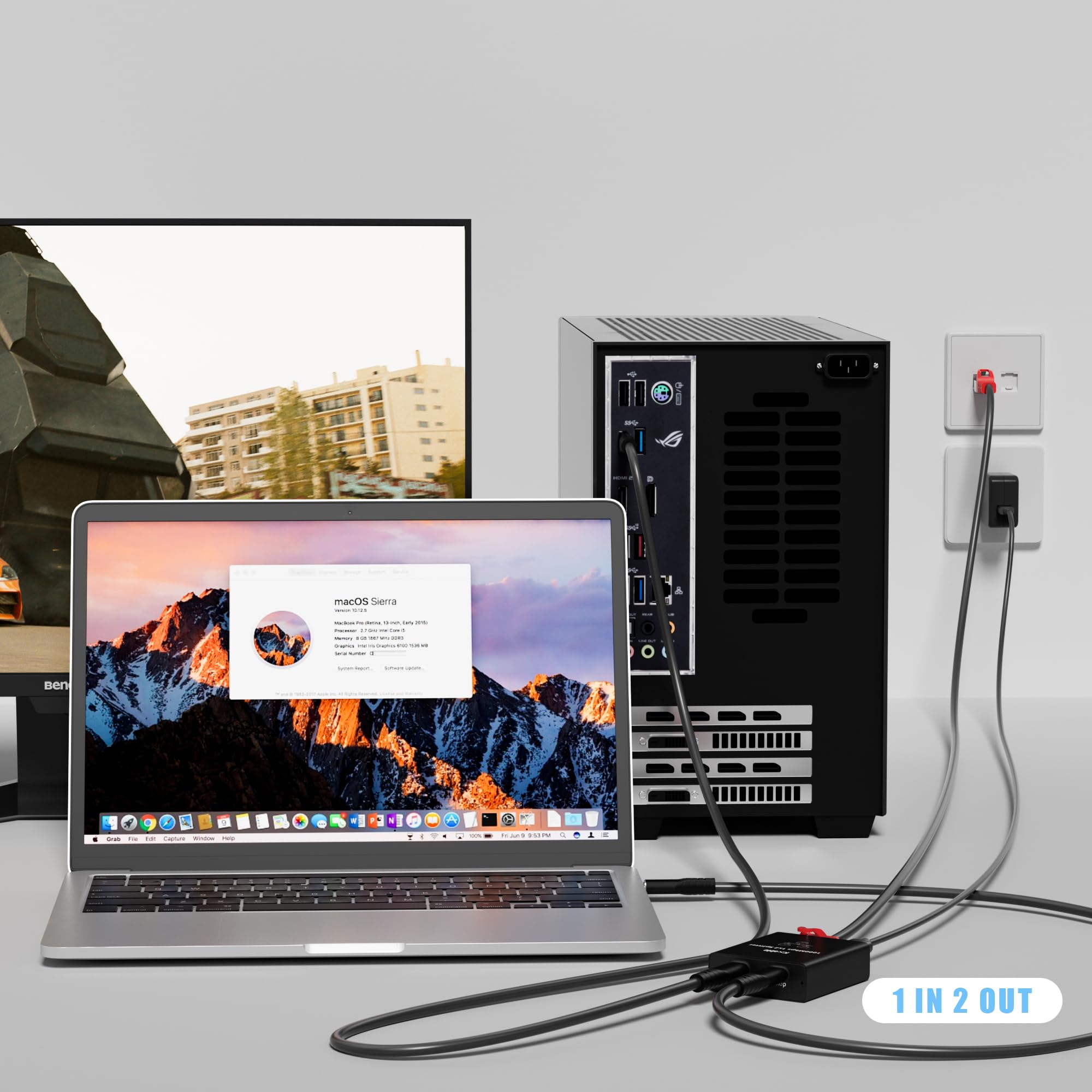 Ethernet Splitter 1 To 2 Out (Double Usb C Port), Upgrade Design Rj45 Splitter With Usb Power Cord, Gigabit Lan Internet Adapter