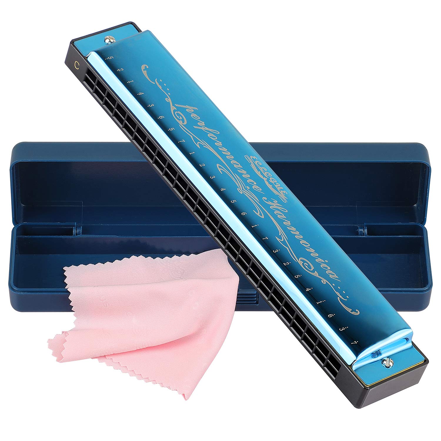 Harmonica Mouthorgan Harp Armonica 24 Hole Polyphony Diatonic Mouth Organ Key Of C With Case For Blues Folk Jazz Pop Music Instr