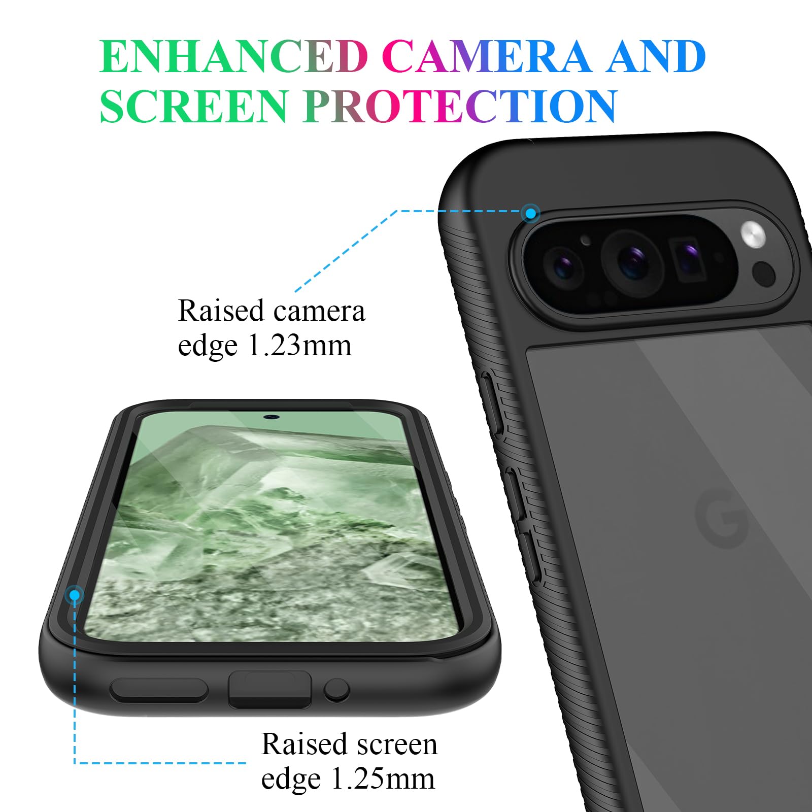 Wahhle Compatible With Google 9 Pro Xl Case, Built In Screen Protector Full Body Shockproof Slim Fit Bumper Protective Phone Cov