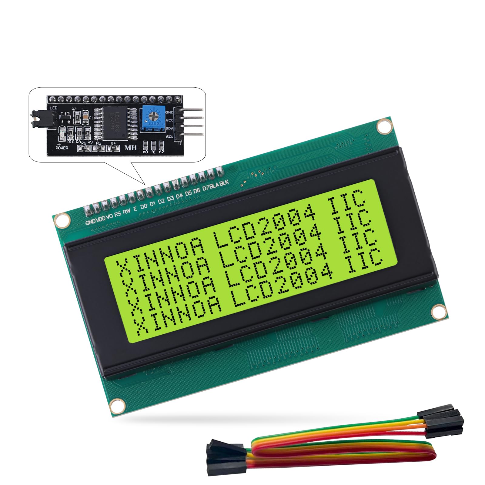 2004 Lcd Display Module With Iic I2C Serial Interface Adapter Lcm Green Backlight Screen St7066U Controller 20X4 Lcd For Arduino