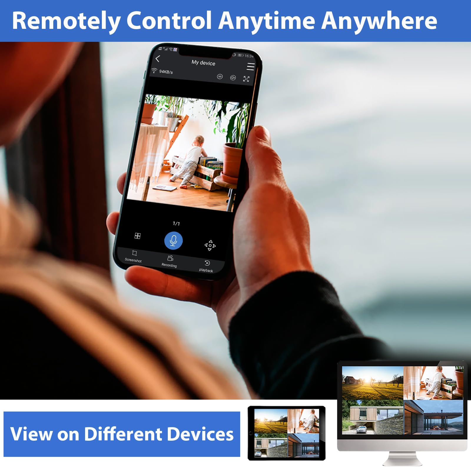 Hiseeu 5Mp Wireless Ptz Security Camera System, Indoor Outdoor Ip66 Waterproof Wifi Camera, 4K 10Ch Nvr, 2 Way Audio, Motion Detection Alarm, 24/7 Surveillance, 1Tb Hard Drive (Plug In Power Supply)