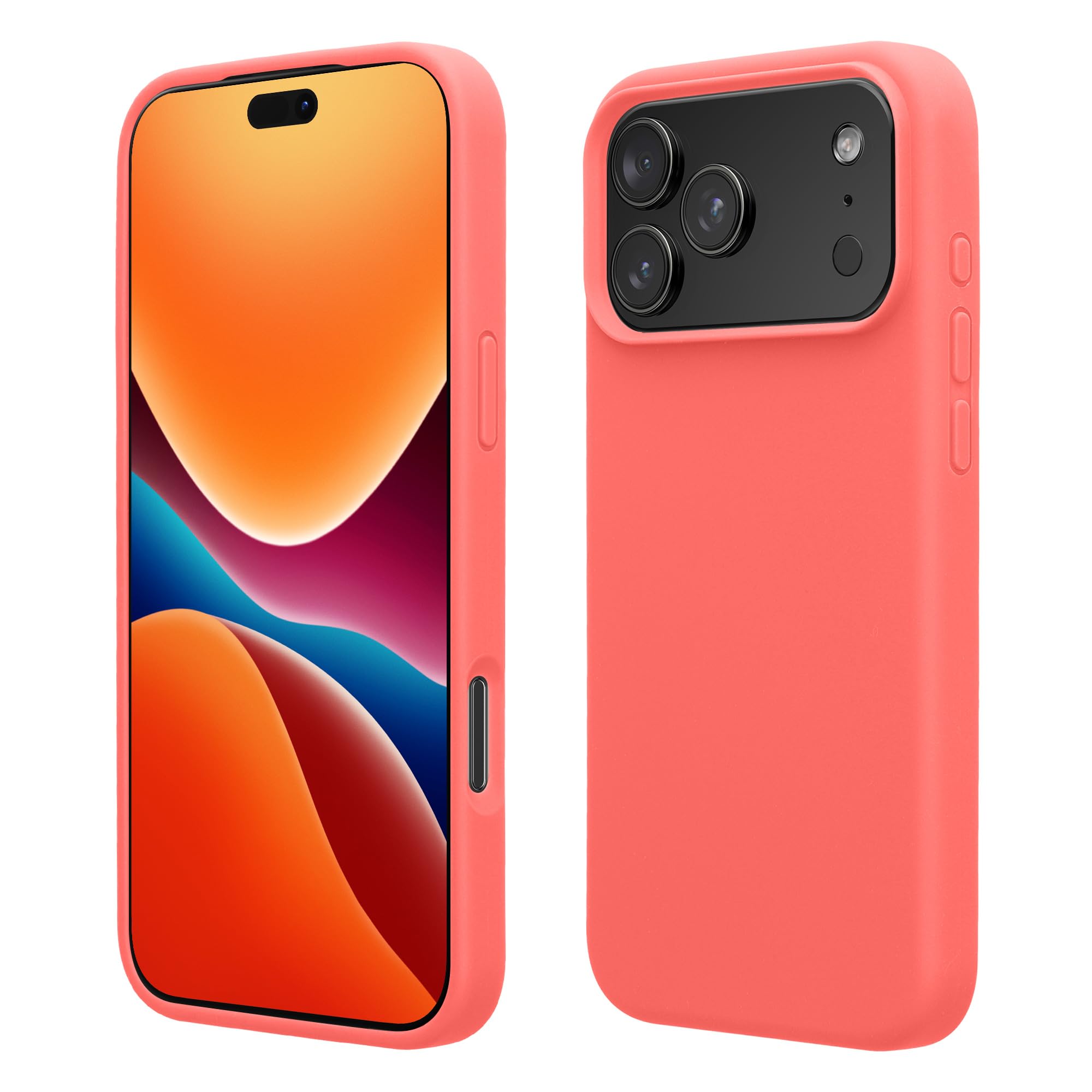 kwmobile Case Compatible with Apple iPhone 17 Pro Max Case - TPU Silicone Phone Cover with Soft Finish - Neon Coral