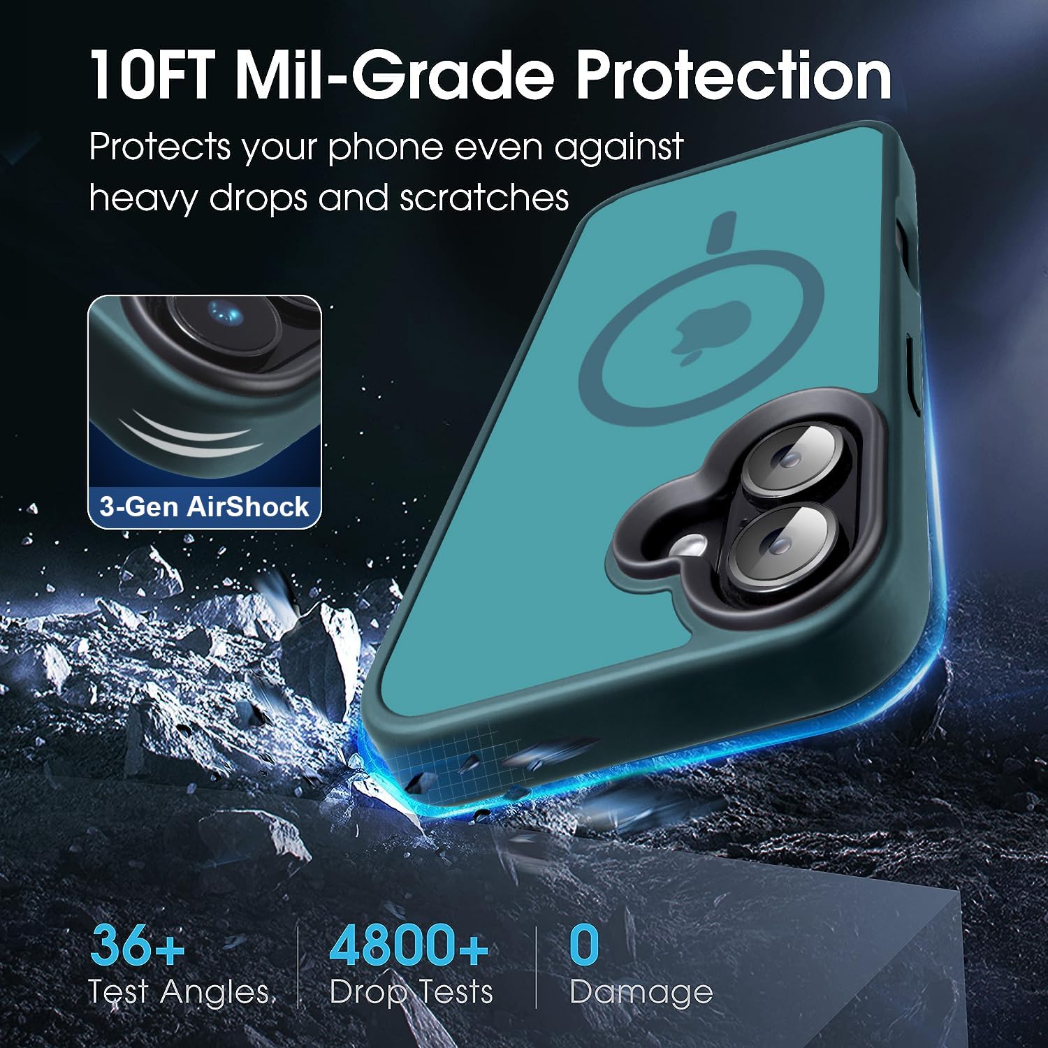 Yzoiko Strong Magnetic Case For Iphone 16 Case [10Ft Grade Drop Tested & Compatible With Magsafe] Translucent Anti Fingerprint S