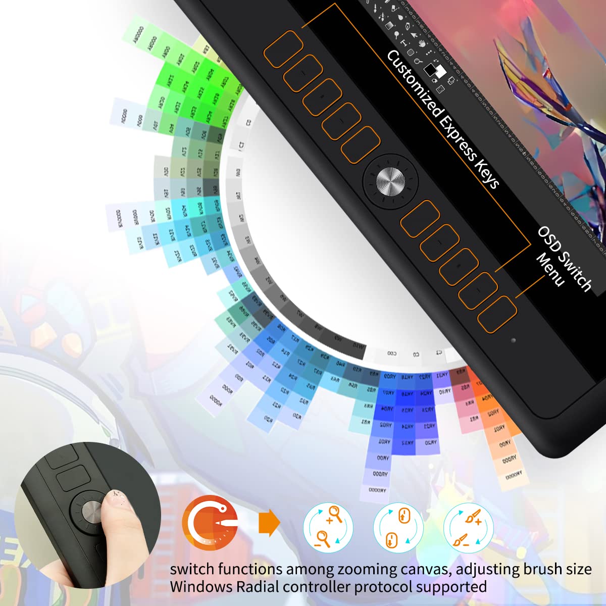 Gaomon Pd156Pro   15.6'' Drawing Tablet With Screen Full Laminated 120% Srgb Pen Display With Dial Key & 10 Hotkeys, Battery Fre