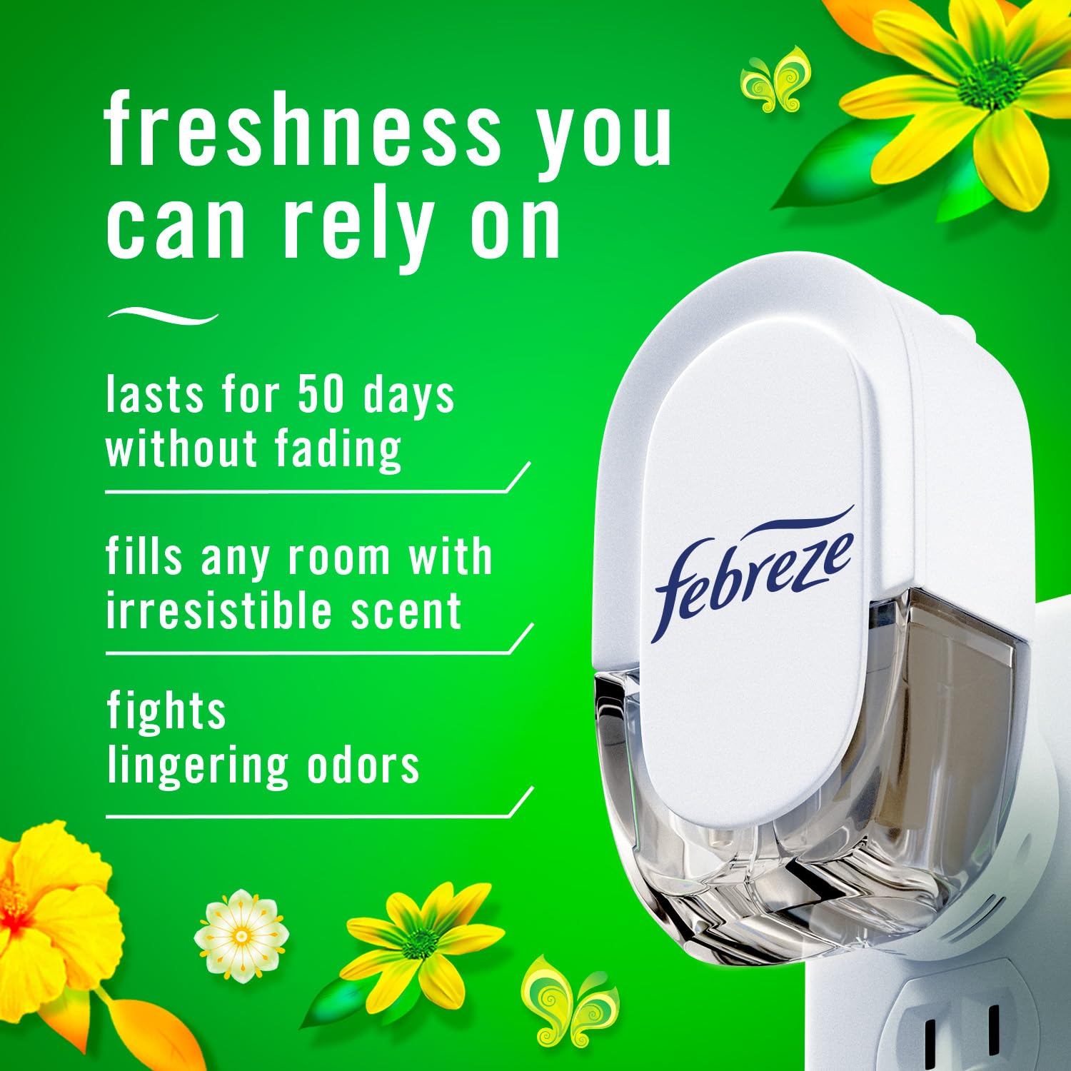 Febreze Plug In Air Freshener, Odor Fighting Scented Oil Starter Kit, Air Fresheners For Home And Bathroom And Kitchen, Long Las