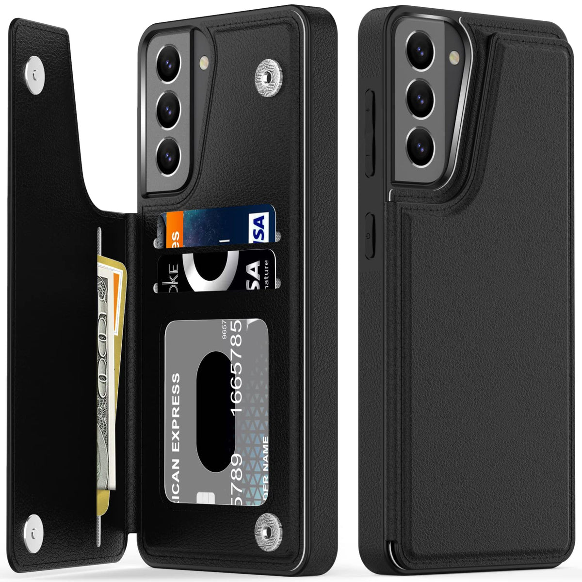 Leto Galaxy S21 Case,Luxury Flip Folio Leather Wallet Case Cover With Card Slots And Kickstand For Girls Women,Protective Phone 