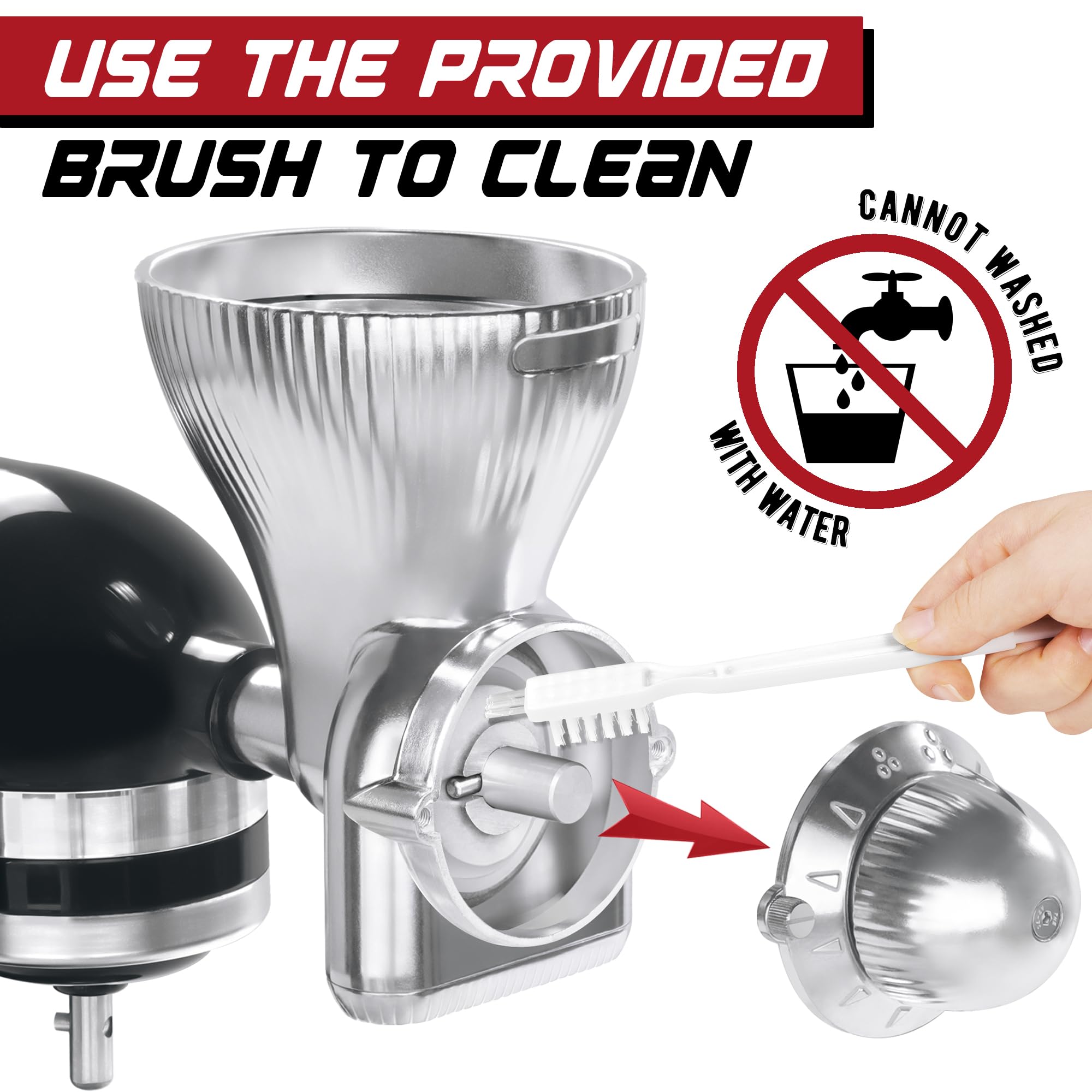 Glink All Metal Grain Mill Attachment Fit For Kitchenaid Stand Mixer,12 Levels Flour Grinder Accessories, Grain Mill Attachment