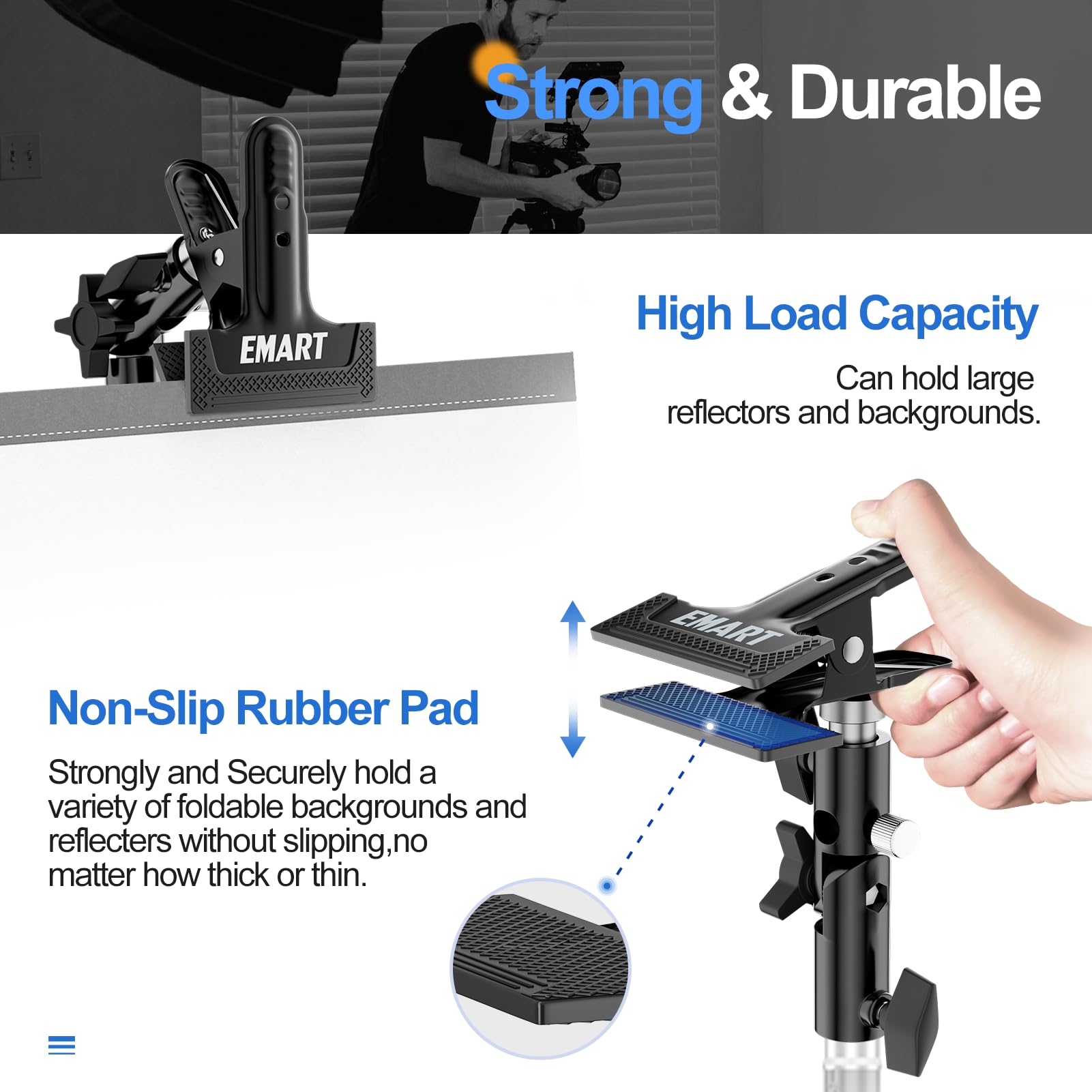 Emart Photography Reflector Holder For Reflector&Light Stand, Photo Video Studio 5/8'' Heavy Duty Metal Clamp Holder, Light Stan