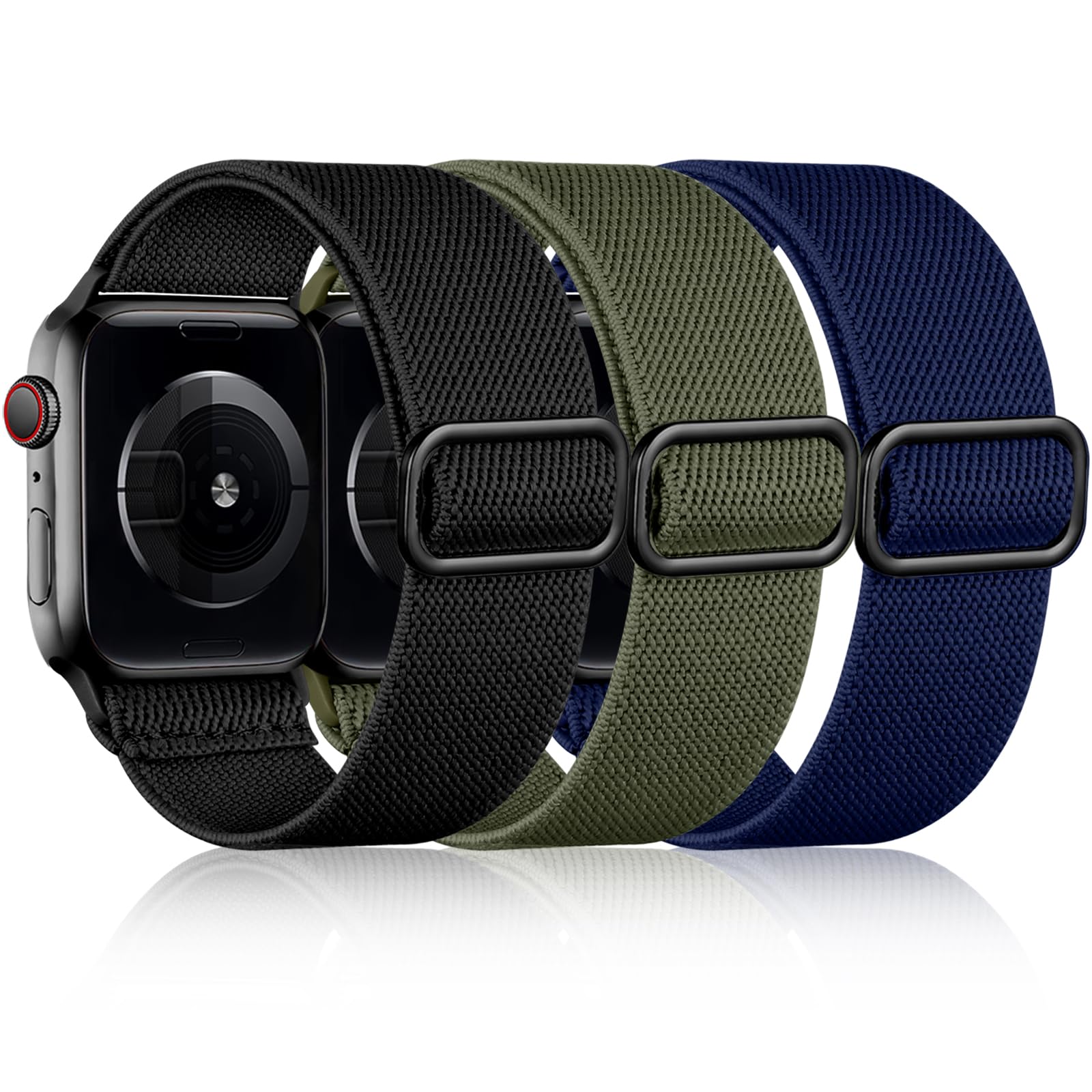 Daqin 3 Pack Stretchy Solo Loop Compatible With Apple Watch Band 44Mm 45Mm 42Mm 49Mm 41Mm 40Mm 38Mm Women Men,Nylon Elastic Spor