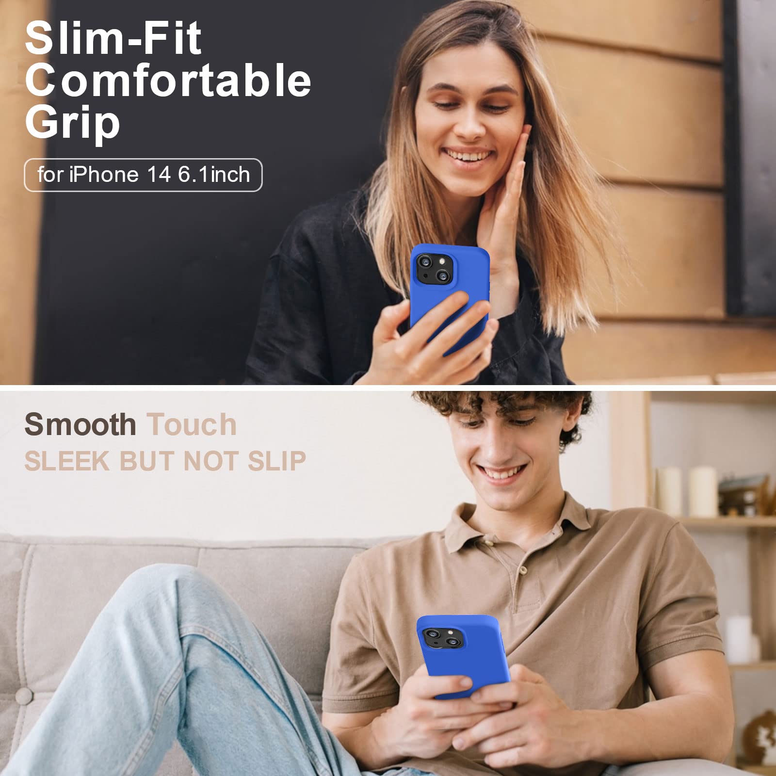 Vooii Compatible With Iphone 14 Case, [Anti Scratch Microfiber Lining] [Soft Touch Premium Liquid Silicone], Ultra Slim Shockpro