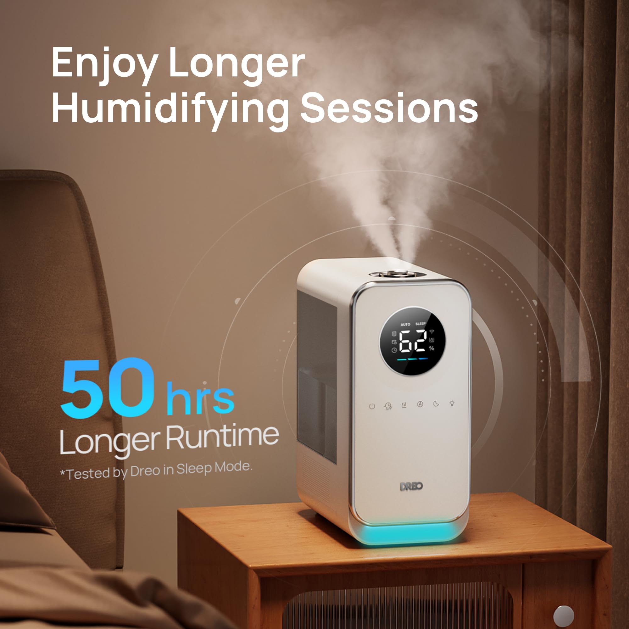 Dreo Humidifiers For Bedroom, Top Filled Smart Quiet Cool Mist Humidifiers For Large Room Home, Oil Diffuser & Nightlight, 50Hou