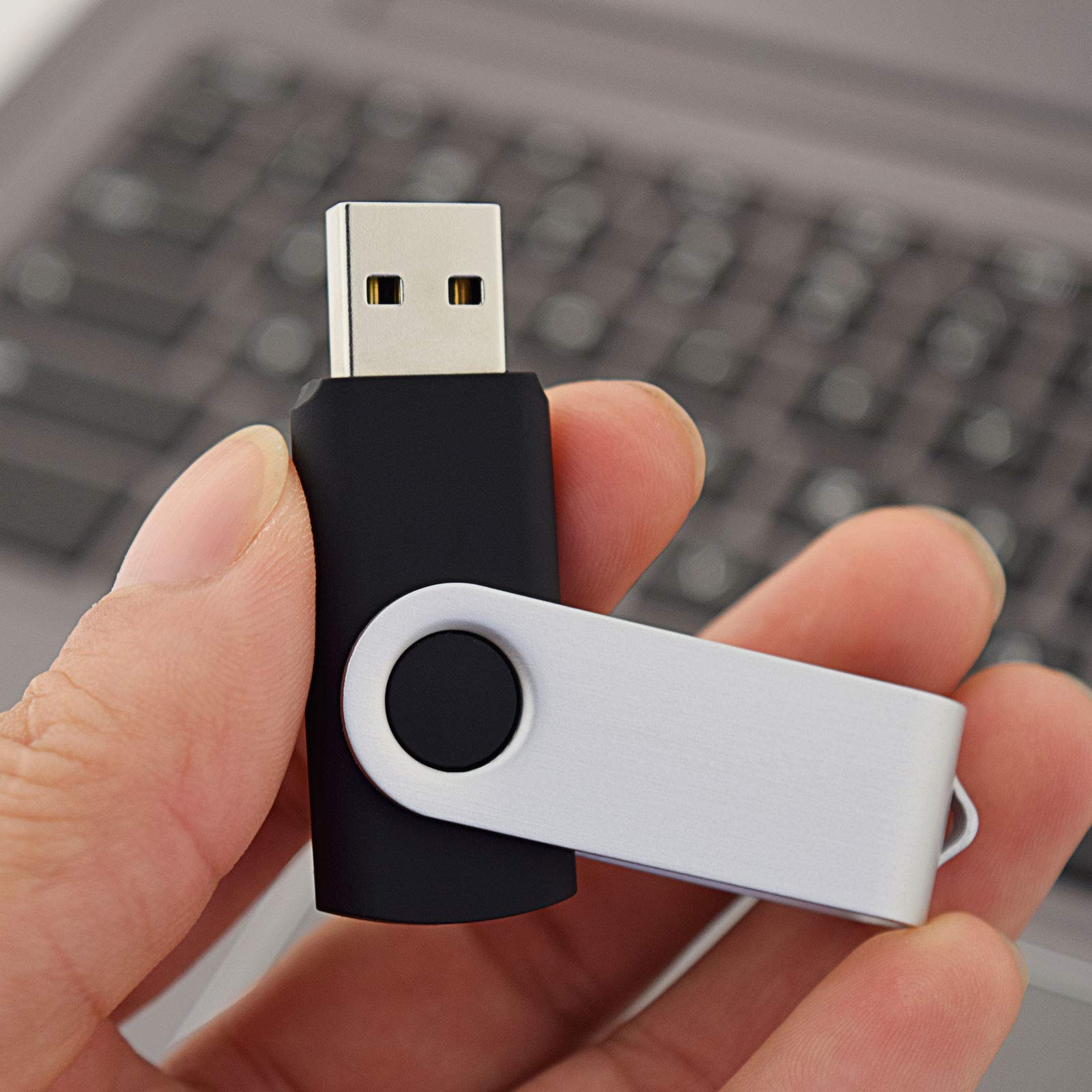 Kootion 50Pcs 1Gb Usb Flash Drive 1 Gb Flash Drives 50 Pack Thumb Drive Swivel Memory Stick Jump Drive, Black