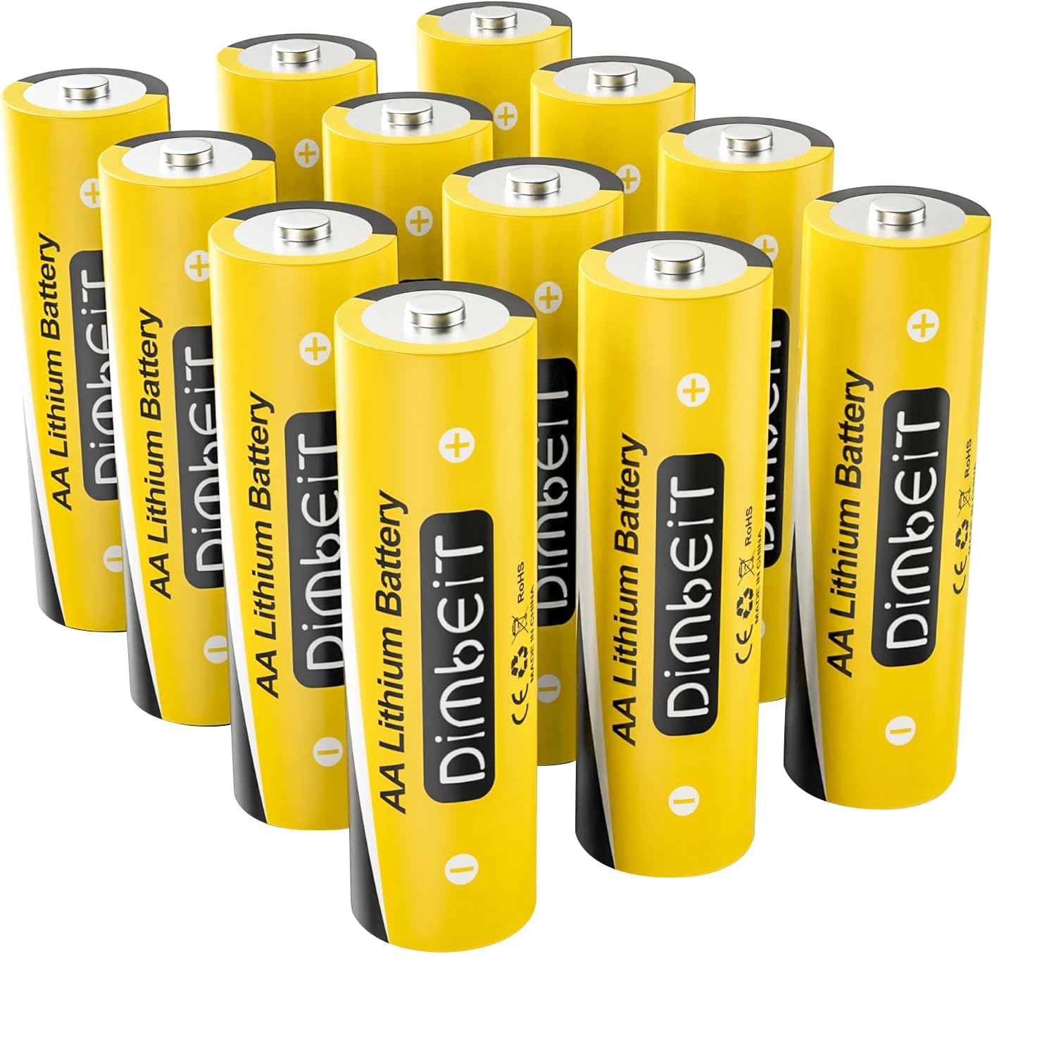 Dimbeit 12 Pack Lithium AA Batteries, Long Lasting 3000mAh 1.5v Lithium Double A Battery, 20-Year Shelf Life AA Size Batteries f