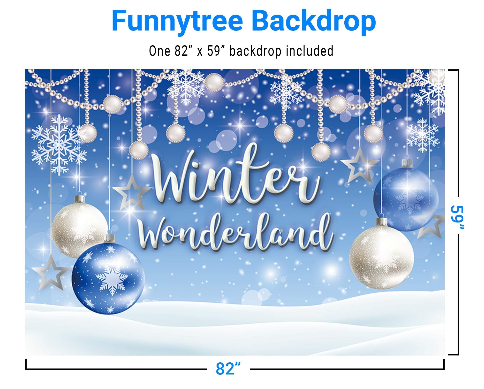 Funnytree 7X5Ft Winter Wonderland Backdrop Blue Boy Baby Shower Birthday Party Christmas Snowflake Snow Landscape Photography Ba