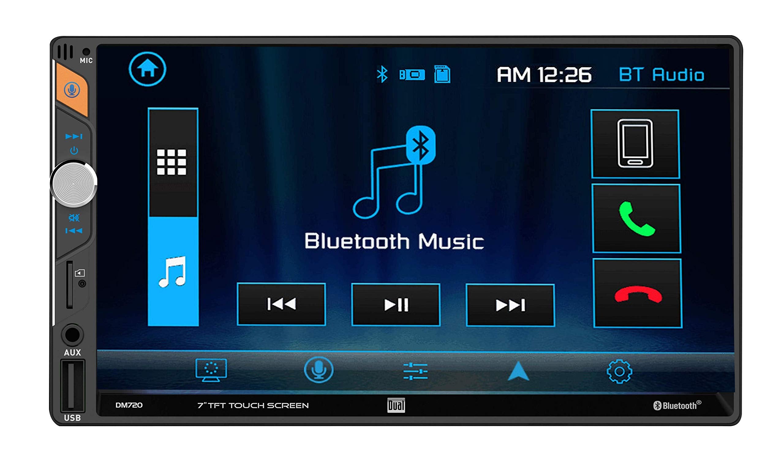 Dual 7'' Lcd Mechless Double Din Bt Usb/Micro Sd Backup Cam Input