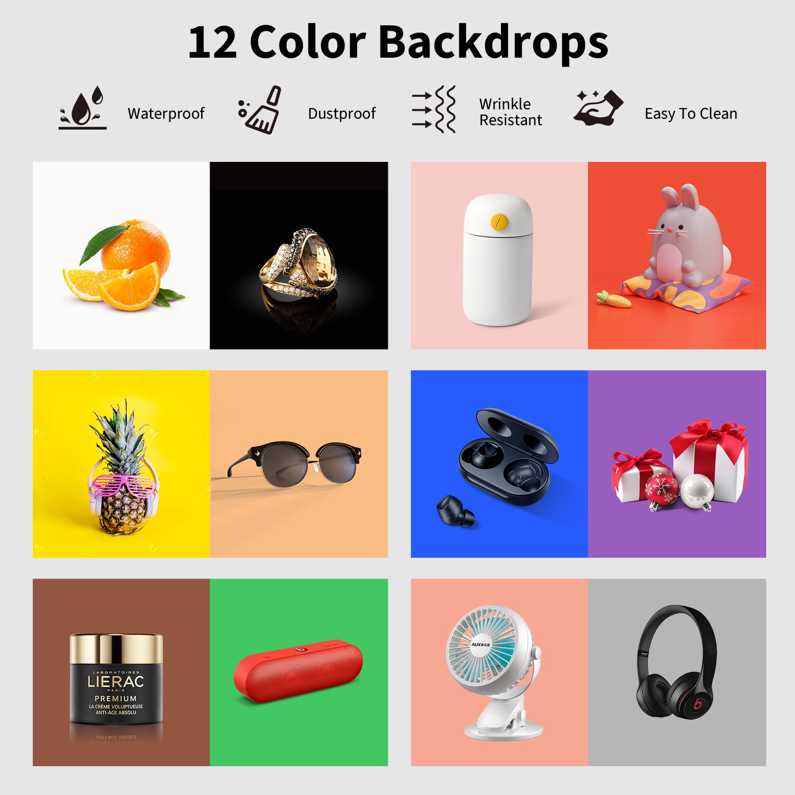 Glendan Light Box Photography, 16''X16'' Portable Photo Light Box With 112 Led Lights & 6 Kinds Of Double Sided Color Backdrops