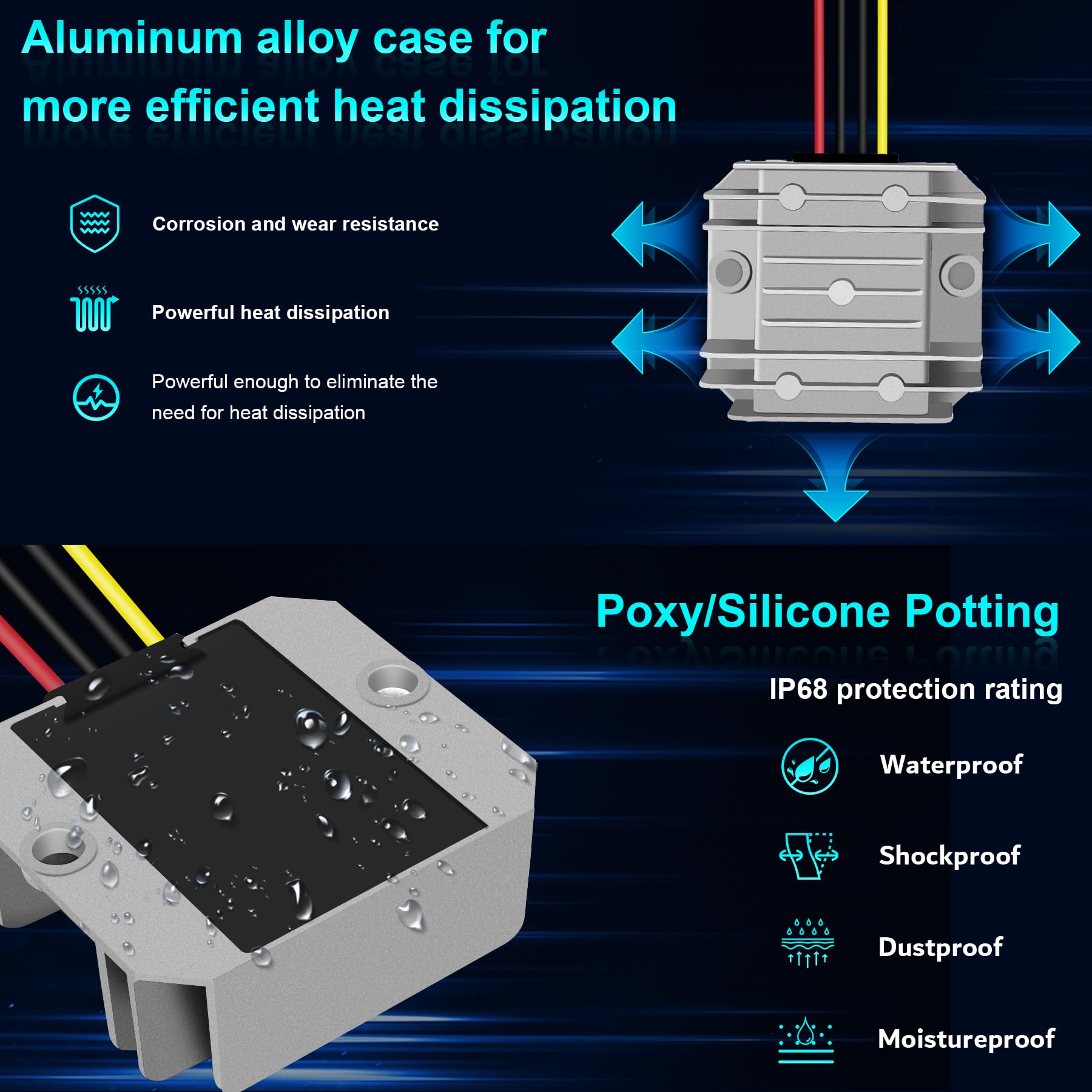 Yrdzxg With Fuse Buck Converter 12V To 9V 10A 90W 24V To 9V Step Down Converter, Reducer, Ip68 Waterproof Module Widely Used