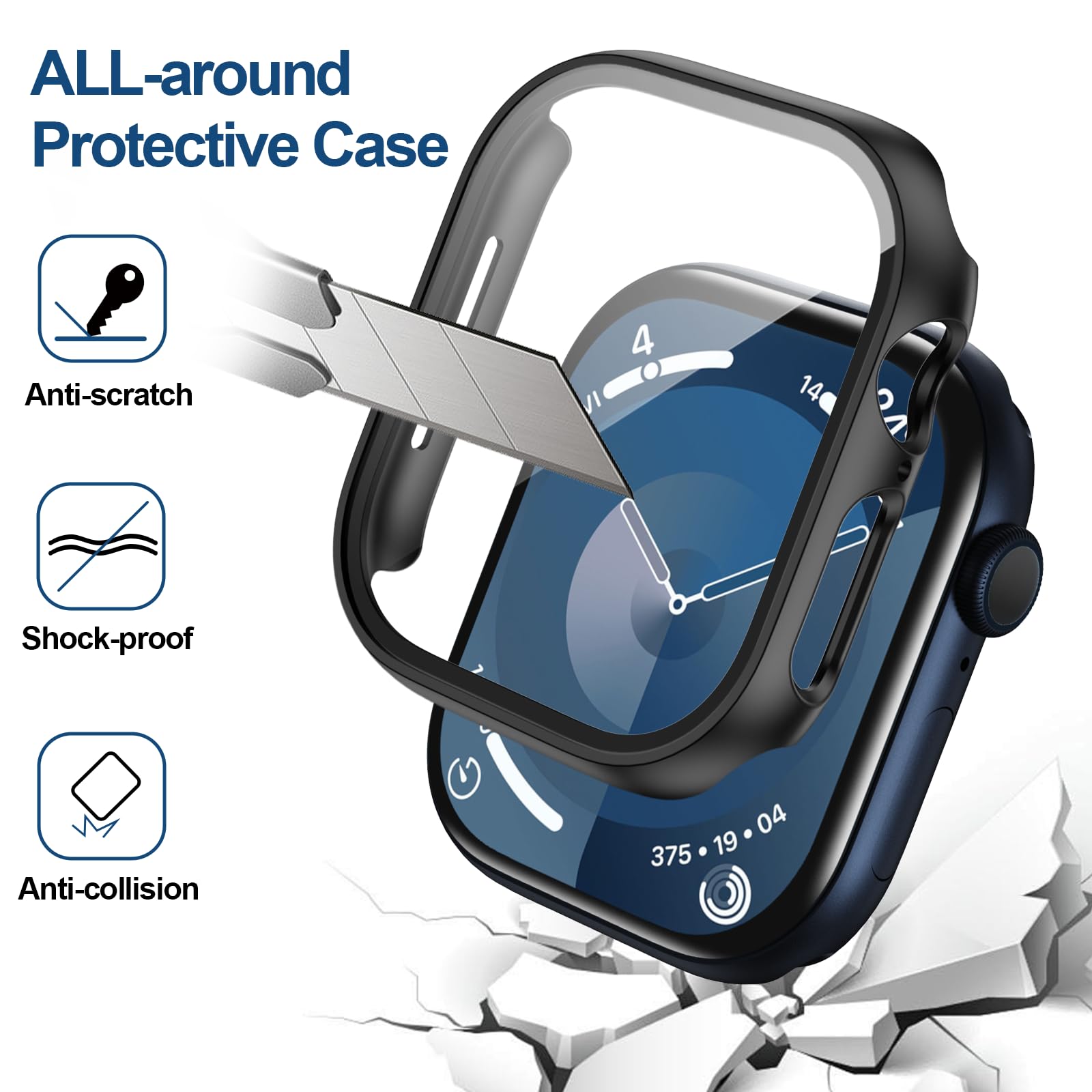 Haojavo 5 Pack For Apple Watch Series 10 Screen Protector Case 46Mm(2024), Pc Hard Cover With Tempered Glass Film Ultra Thin Sli