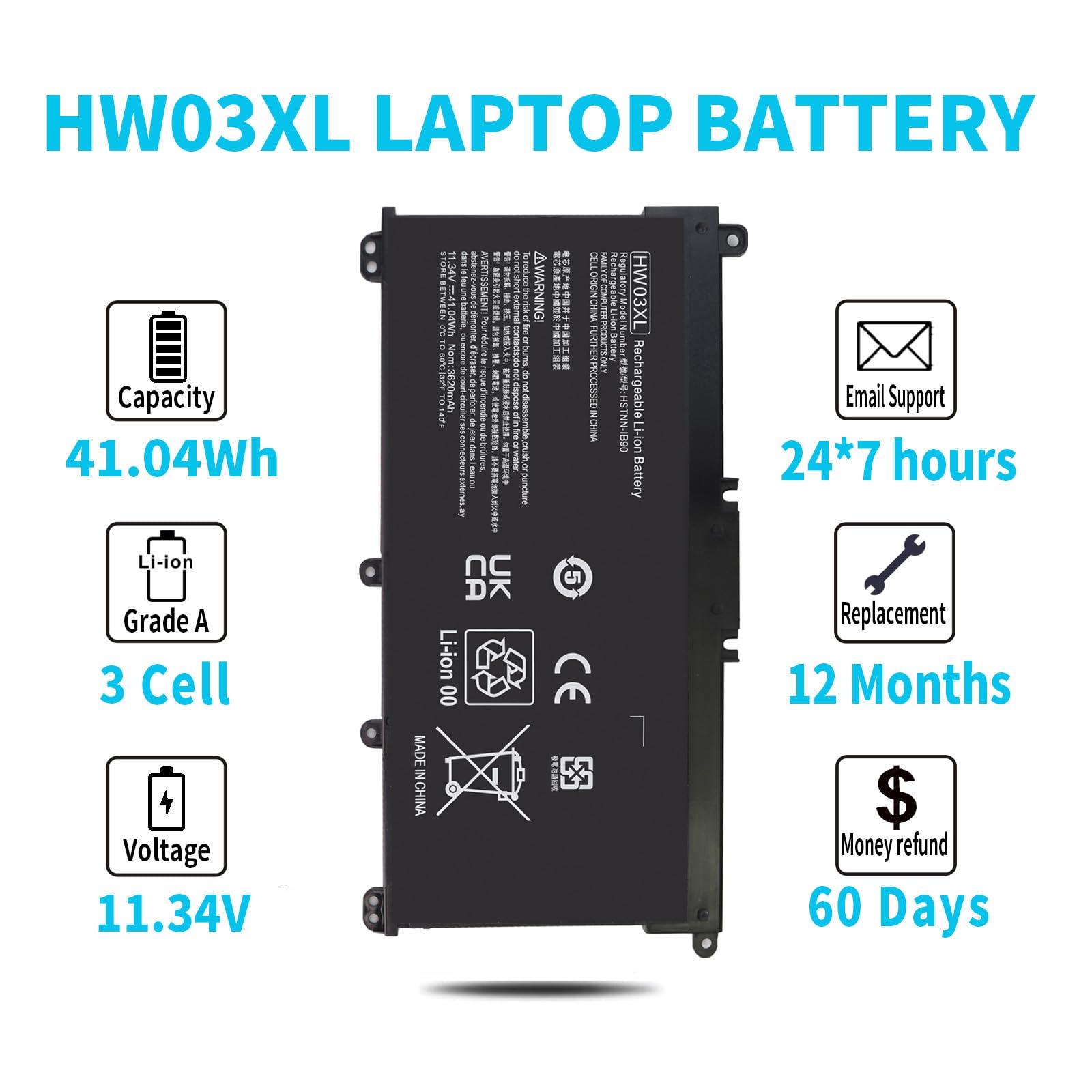 Hw03Xl L97300 005 Battery For Hp Pavilion 15 Eg 15 Eh 17 Cn 17 Cp 15 Eg0073Cl 15 Eg2073Cl 15 Eg1053Cl 15 Eg1073Cl 15 Eg3053Cl 15