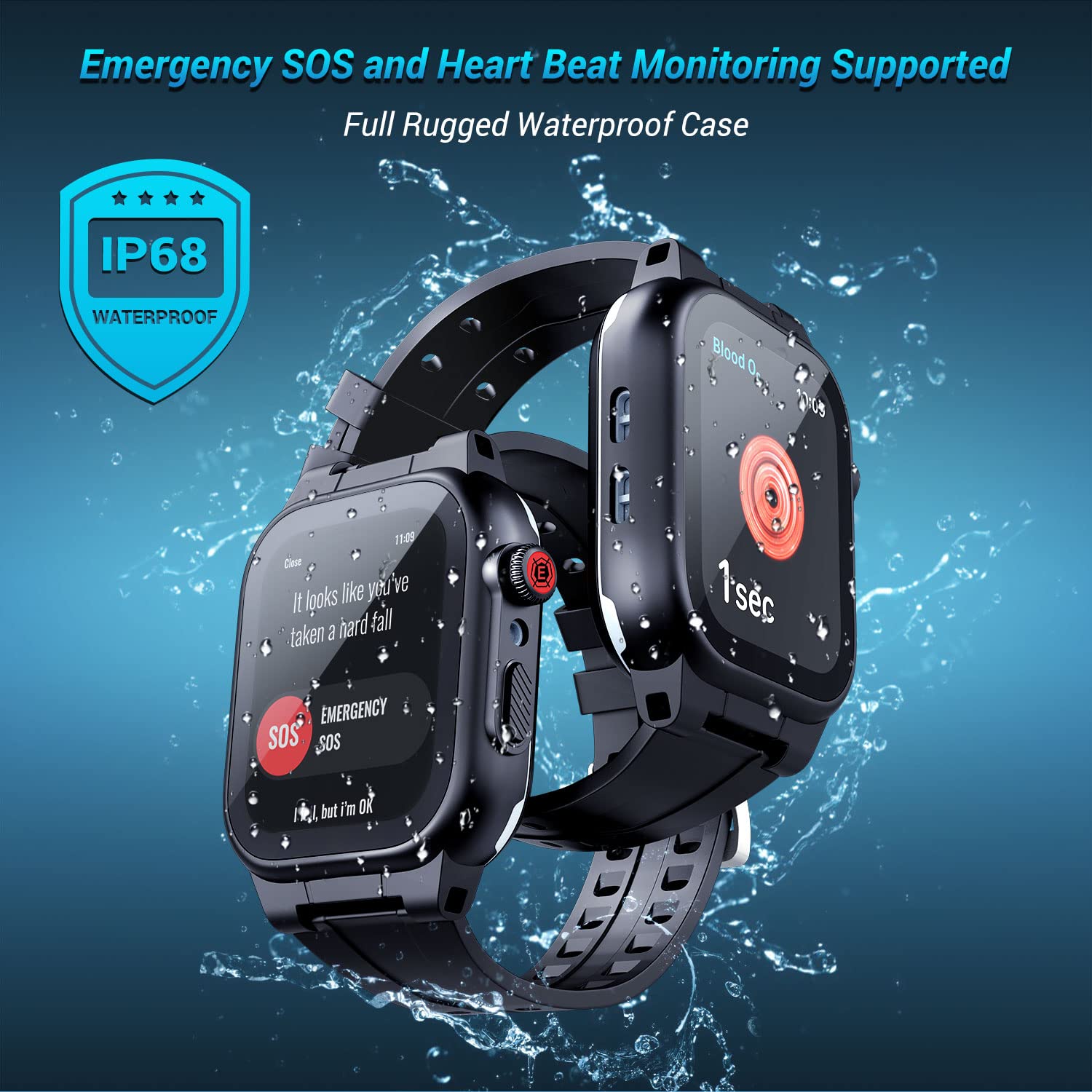 Effun Waterproof Case For Apple Watch 45Mm 44Mm 42Mm 41Mm 40Mm 38Mm With Band, Ip68 Waterproof Built In Screen Protector For App