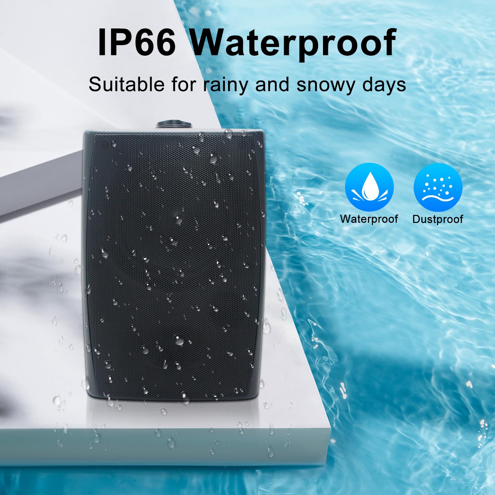 Herdio 6.5 Inches Indoor Outdoor Bluetooth Speakers Waterproof Wired 400 Watts With Powerful Bass,2 Way Wall Mount Speakers All