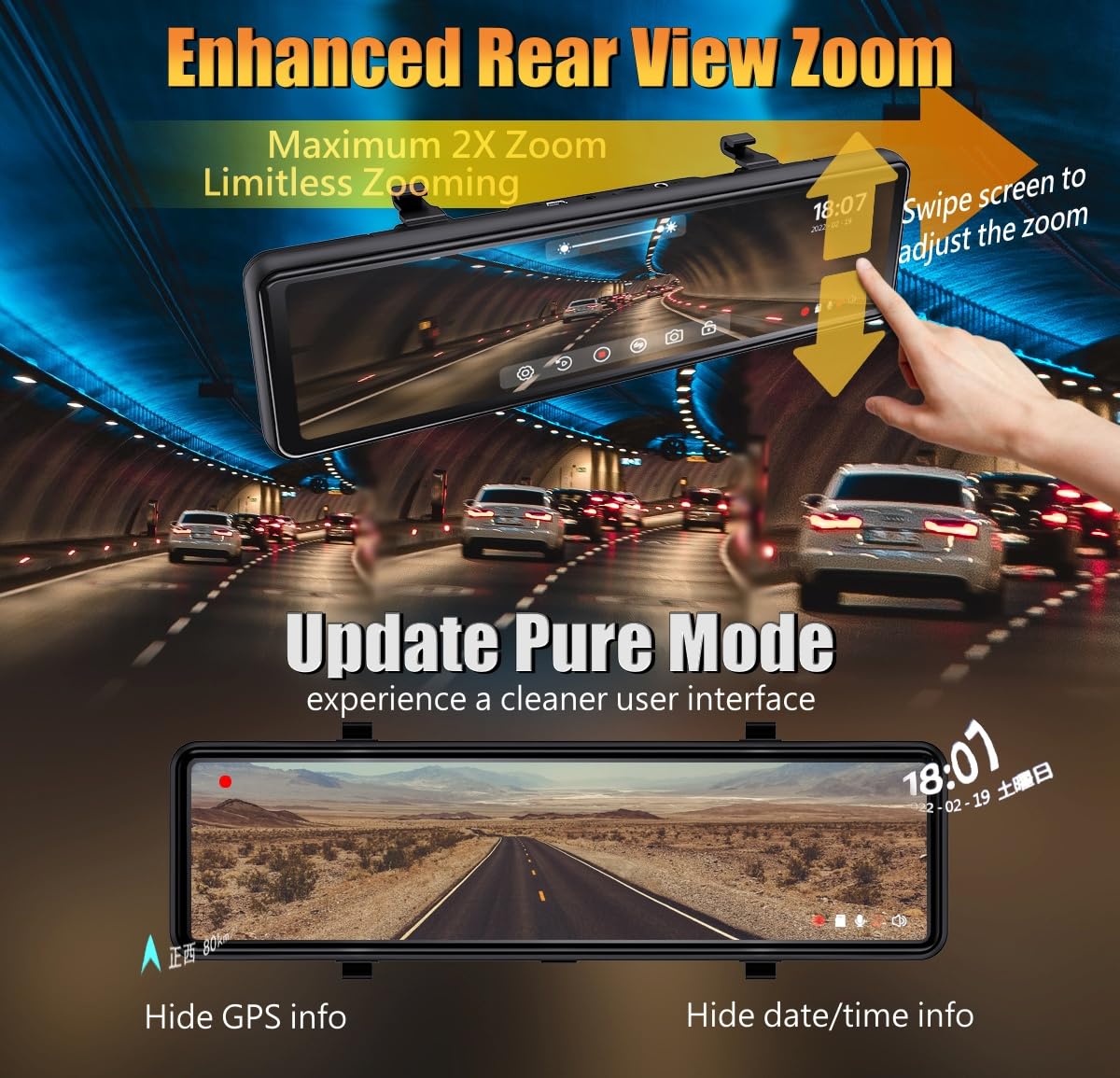 Nikomaku Mirror Dash Cam Front And Rear Oem Design 4K Resolution 11 Inch Full Touch Screen Rear View Mirror Camera For Cars 170