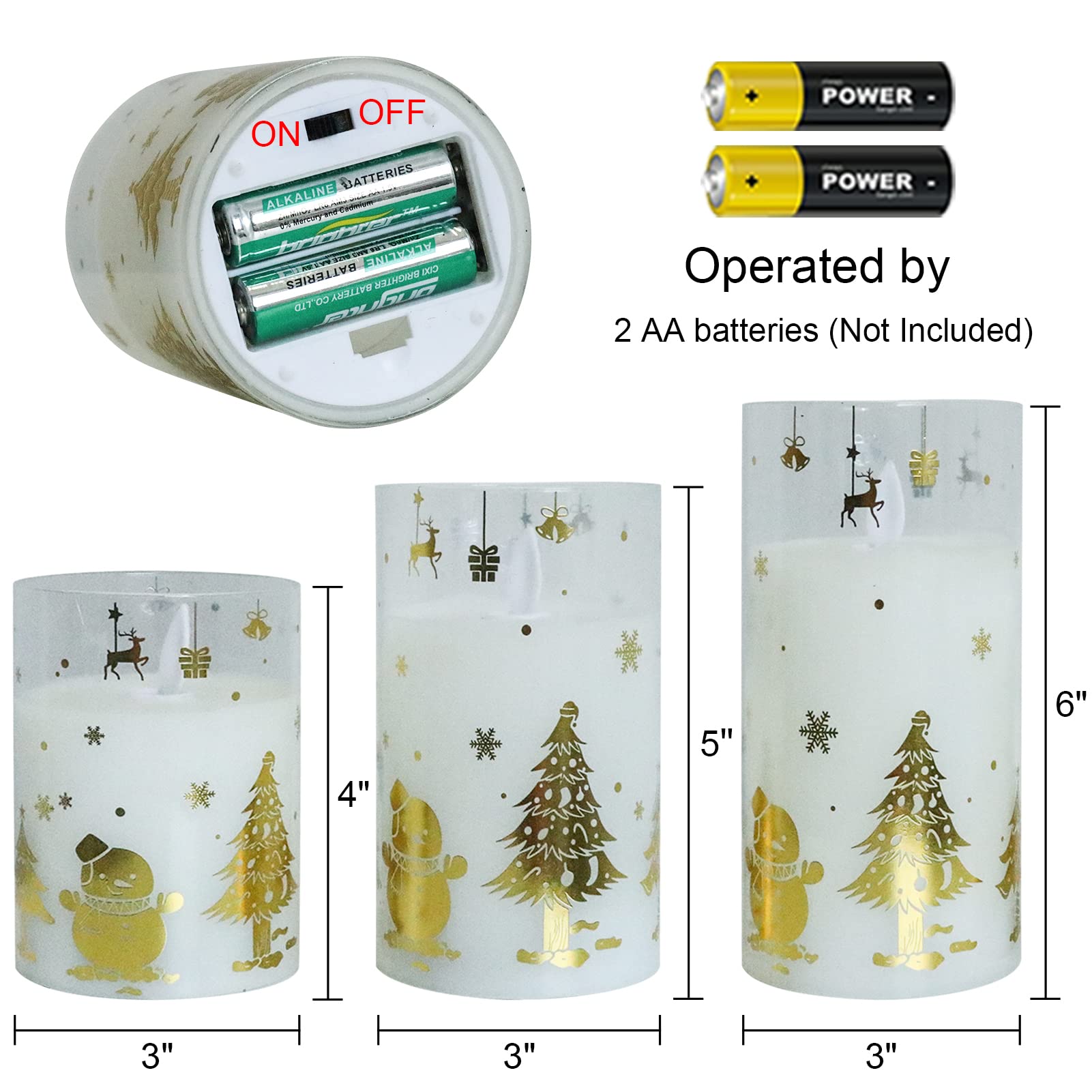 Dromance Christmas Battery Operated Flameless Candles Flickering Remote And Timer Glass Led Pillar Candles Moving Wick Real Wax