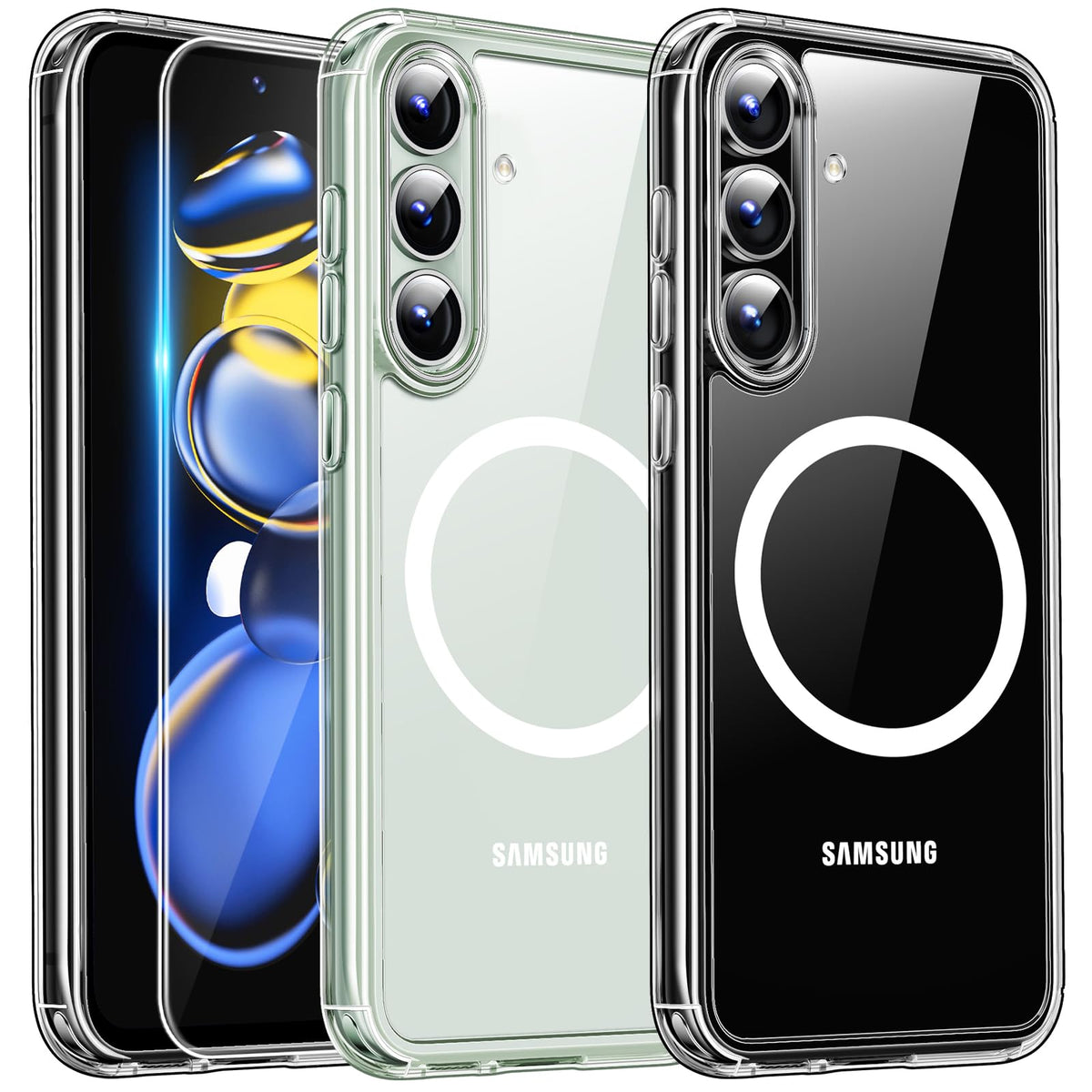 Tauri 3 In 1 For Samsung Galaxy S24 Fe Case, Compatible With Magsafe, Military Grade Protection With 2 Tempered Glass Screen Pro