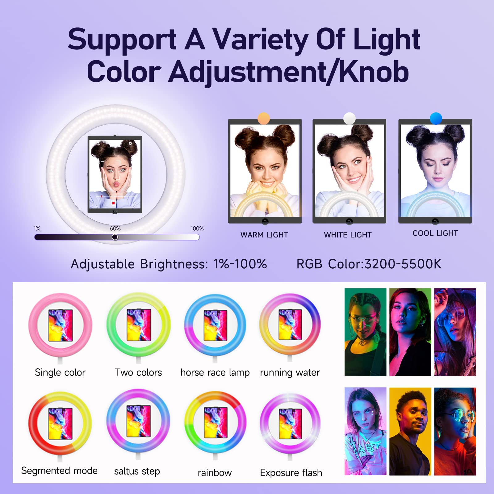 Sioxcfz Portable Photo Booth Machine Stand For Ipad 10.2'' 10.9'' 11'' 12.9''Photo Booth Event Props Software App Control Ring L