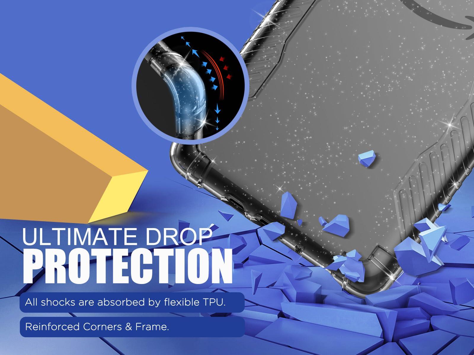 MoKo Case for 6' All New Kindle (11th Generation 2024/2022 Release), Ultra Clear Soft Flexible Transparent TPU Skin Bumper Back Cover Shell, Clear Glitter