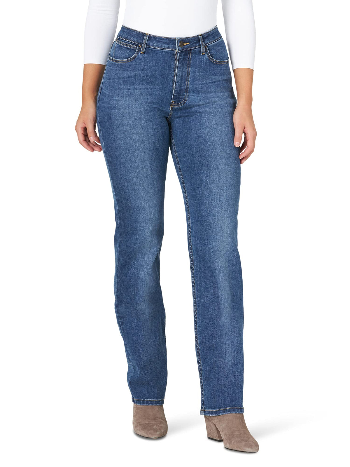 Wrangler Womens High Rise True Straight Fit Jeans, Hudson, 16 30 Us