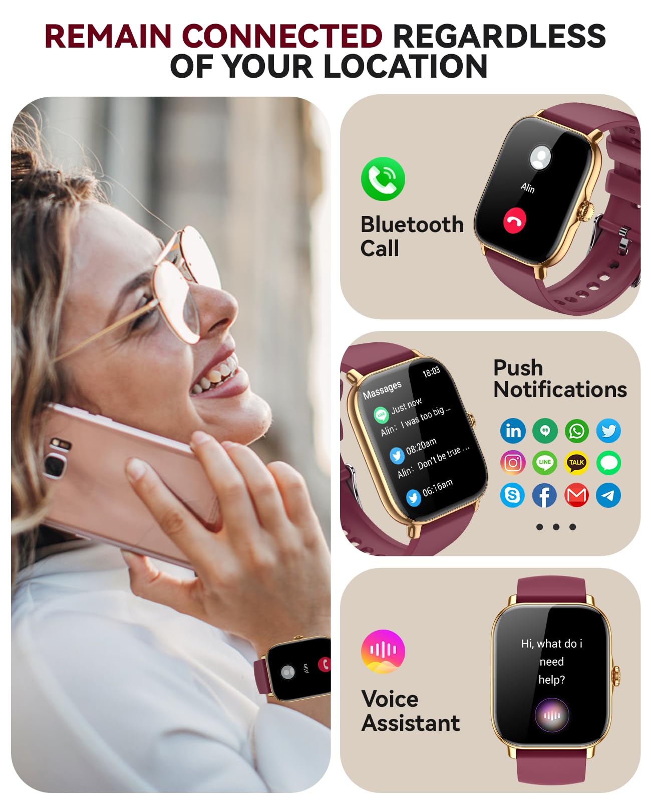 Smart Watch For Women Men  Answer/Make Call, 2025 1.91'' Ip68 Waterproof Fitness Step Sleep Tracker Watch With Heart Rate Monito