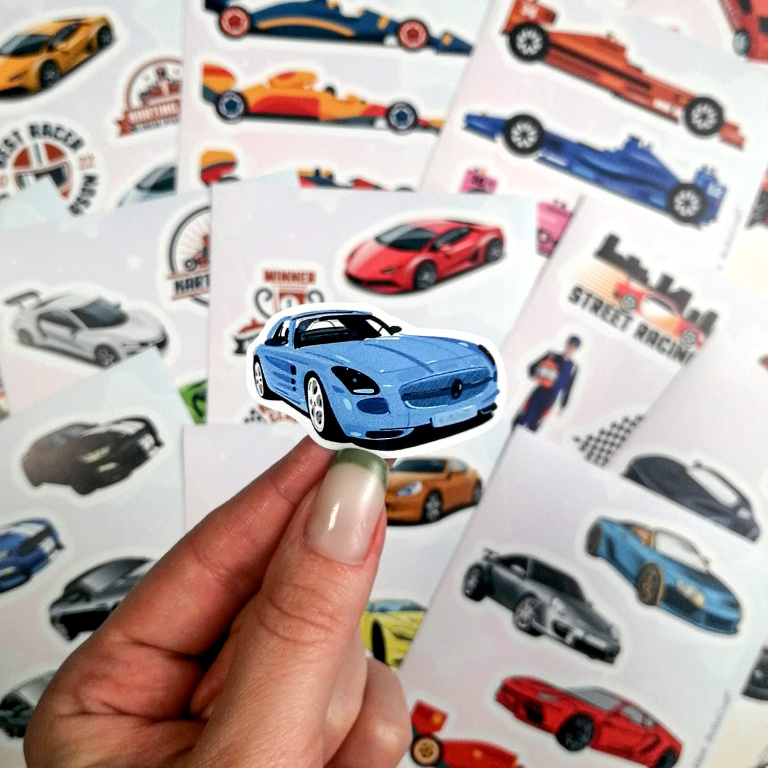 100Pcs Race Car Stickers, Racing Stickers And Decals, Race Car, Race Car Party Favors, Car Racing Gifts, Race Car Birthday Decor