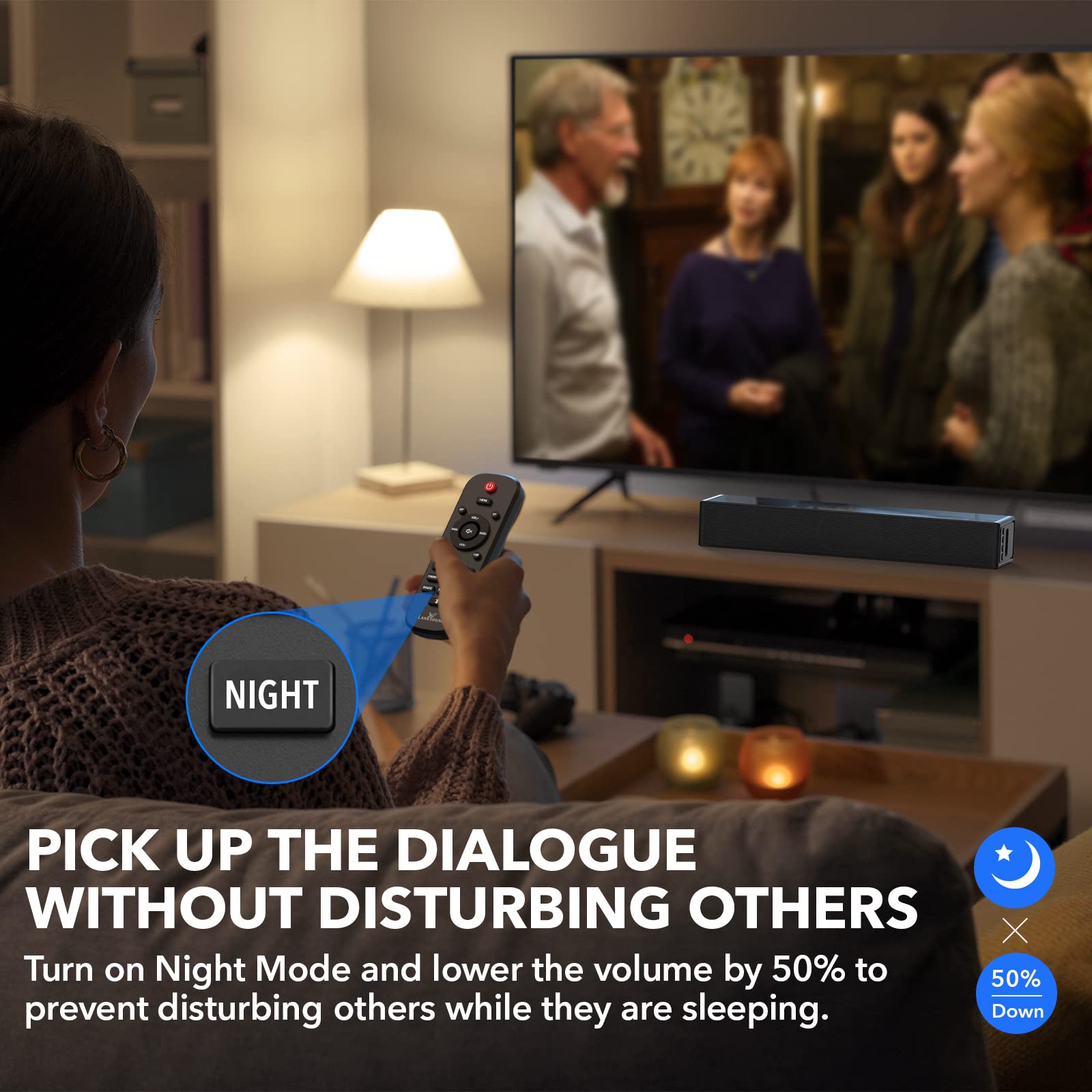 Larksound Small Sound Bar For Tv, Pc, Gaming, Surround Sound System, Mini Tv Speaker Soundbar With Bluetooth/Hdmi Arc/Optical/Au