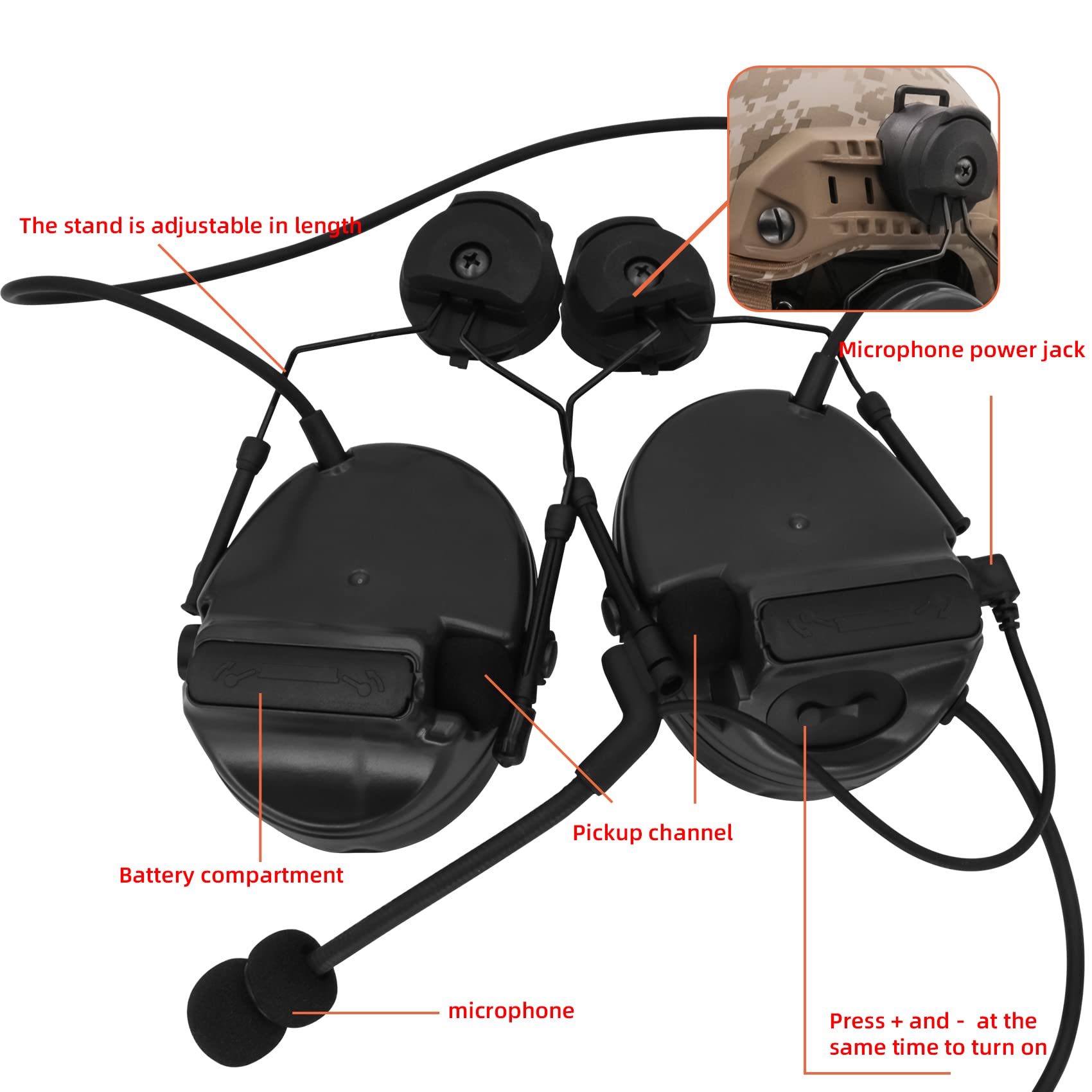 Hearfalcom Tactical Comta Iii Headset Helmet Arc Rail Adapter Bracket Version With U94 Ptt Adapter Compatible With Baofeng Uv 5R