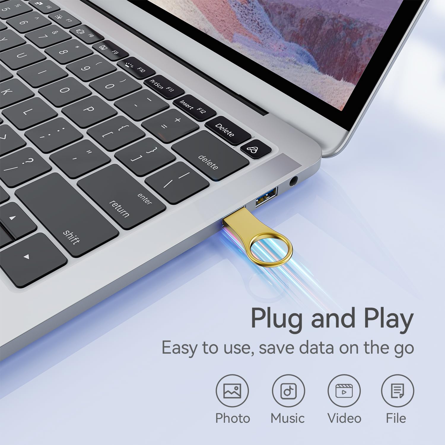 Raoyi 3 Pack 32Gb Metal Key Shape Usb Flash Drive, Usb 2.0 Memory Stick Thumb Drives Jump Drive (Black/Silver/Gold, 3 Mixed Colors)