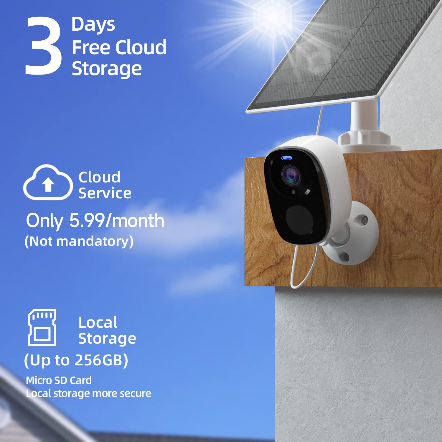 Rraycom 4Pc Solar Security Cameras Wireless Outdoor, 2K Battery Powered Cameras For Home Security, Wifi Camera With Solar Panel, Color Night Vision, Ai Motion Detection, 2 Way Audio, Ip65, Sd/Cloud