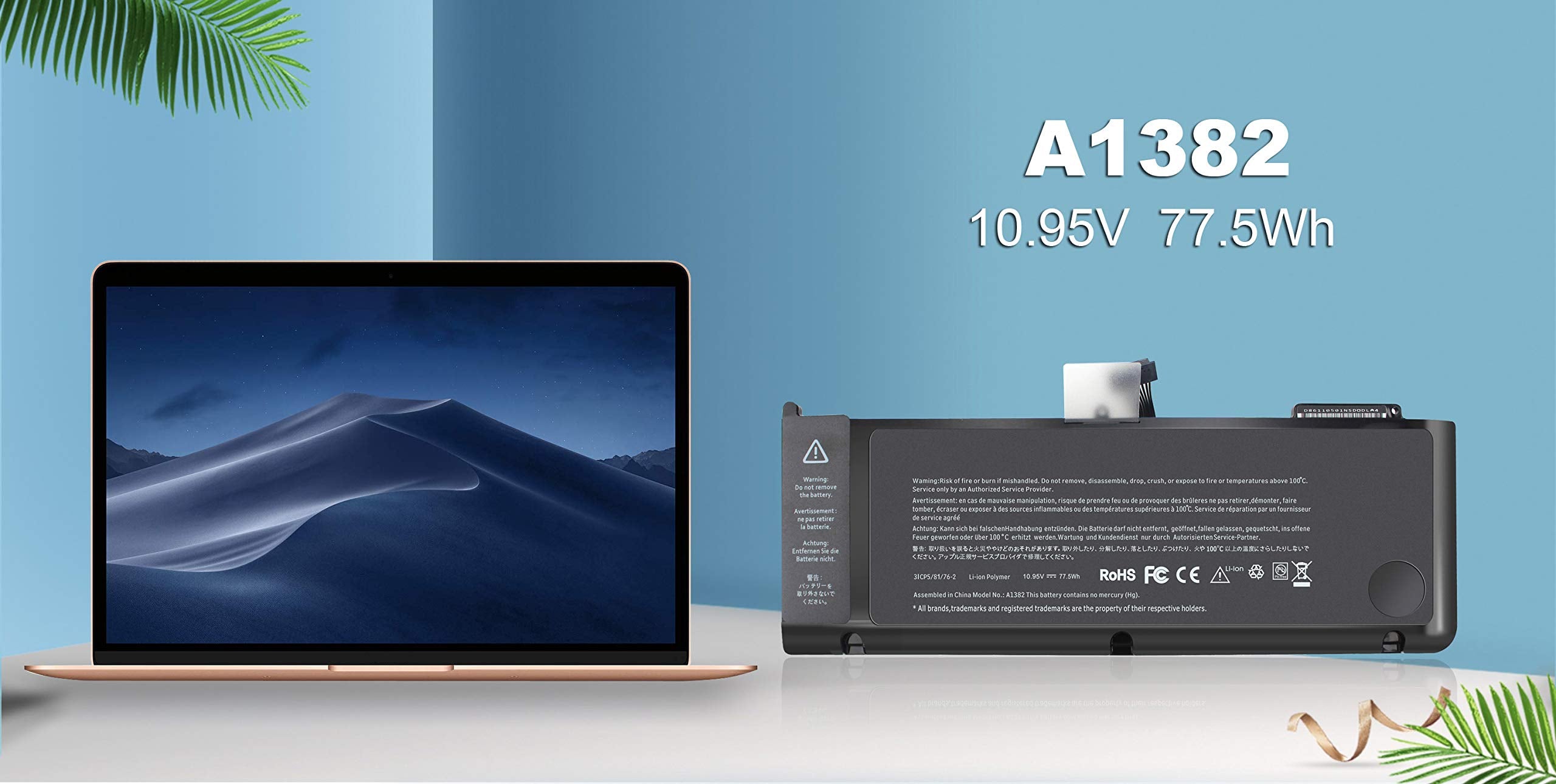 Angwel A1382 Laptop Battery For Macbook Pro 15 Inch (Only For Early/Late 2011, Mid 2012) A1286 Mc721Ll/A Mc723Ll/A 661 5844 020