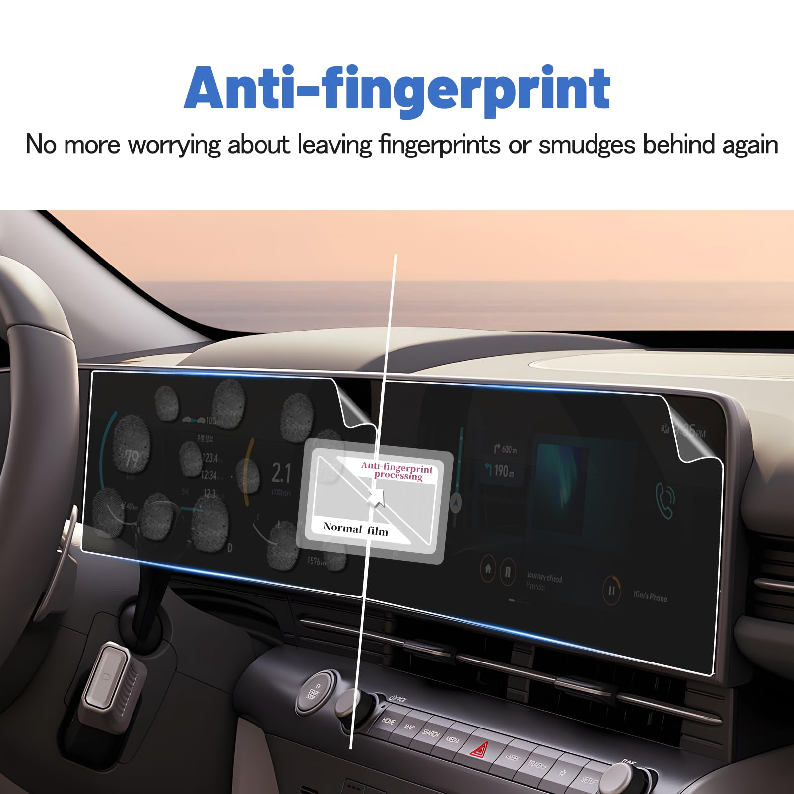 Shaohao 4 Pcs For 2024 2025 Hyundai Kona Screen Protector Compatible With 2024 2025 Hyundai Kona Accessories Se, Sel, N Line, Limited 12.3 Inch Touchscreen Hd Crystal Clear Separate Screen Protector