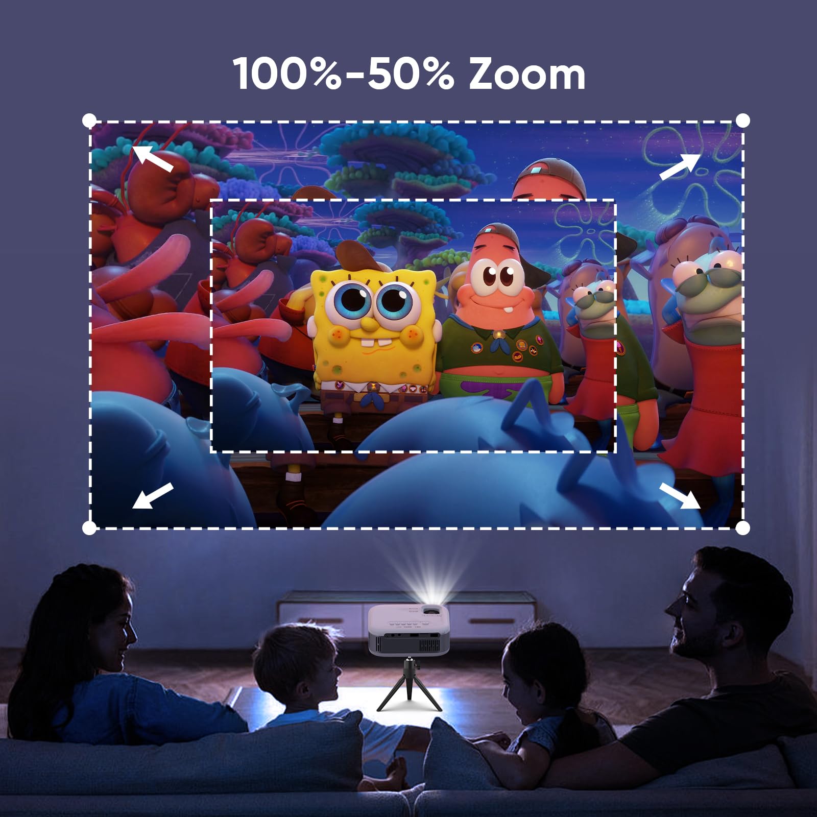 [Two Way Bluetooth] Panseba Mini Projector With Tripod, 2024 Upgraded 1080P Hd Projector, Portable Projector With Bluetooth, Mov