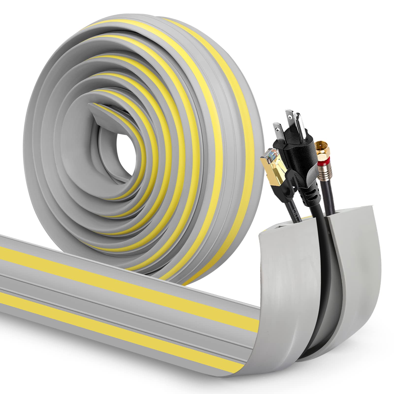 Eapele Floor Cable Cover Protector,Heavy Duty Pvc Duct Easy To Unroll,Prevent Cable Trips And Protect Wires,Perfect For Home Off