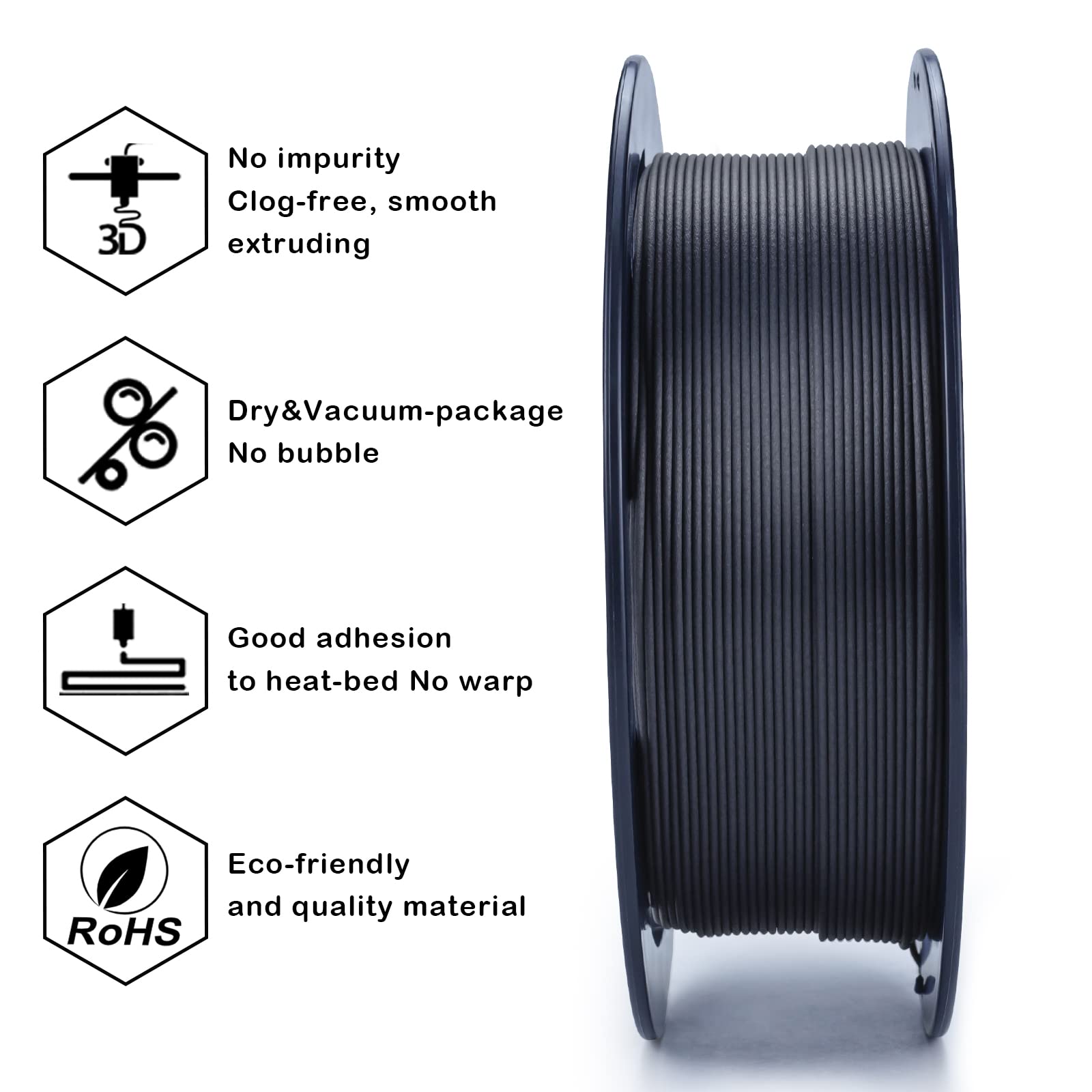 Ziro Carbon Fiber Pla Filament 1.75Mm,3D Printer Filament Carbon Fiber Pla 1.75Mm 0.8Kg Spool   Black