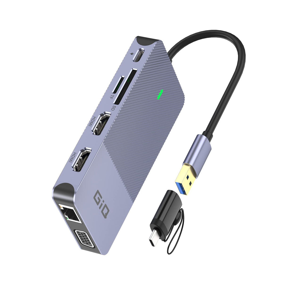 Usb Docking Station Giq Usb C Hub Usb 3.0 To Dual Hdmi Vga Adapter Triple Display Usb C Laptop Docking Station Dual Monitor Hdmi Splitter Extender Compatible With Macbook M1 M2 Usb Dock Grey