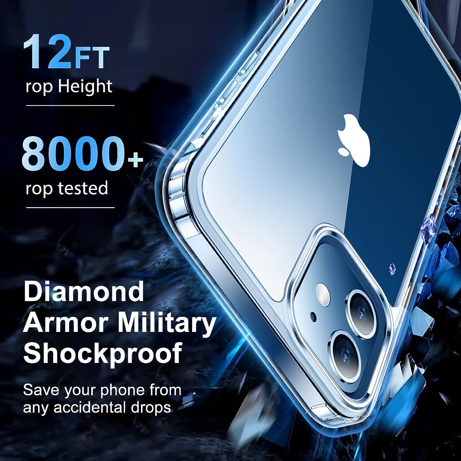 Temdan Iphone 12/12 Pro Case, [Not Yellowing] [Ultra Slim] Lightweight & Thin, Shockproof Protective, Screen & Camera Protection