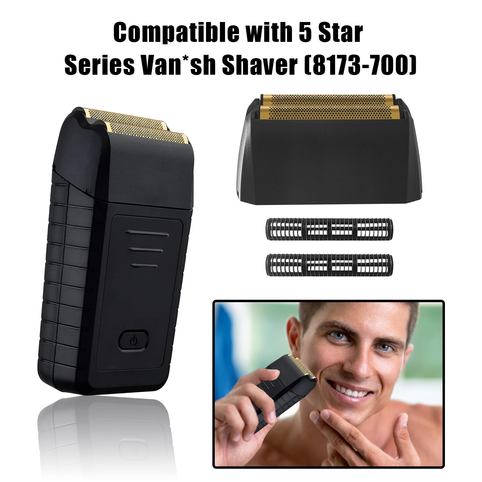 Shaver Replacement Super Close Gold Foil & Cutter Bar Assembly Compatible With Wahl 5 Star Series Vanish Shaver(8173 700) (2 Pac