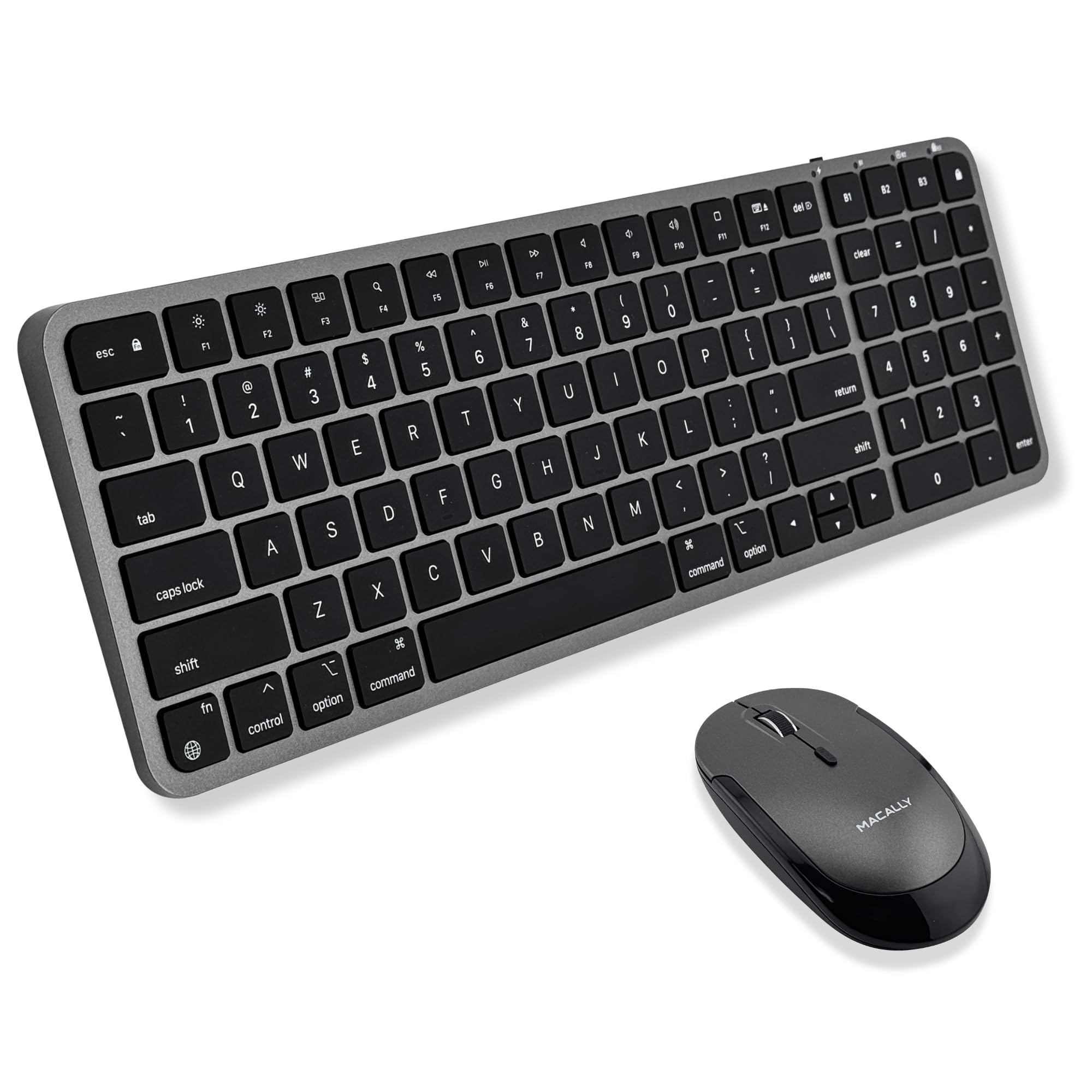 Macally Bluetooth Mac Keyboard and Mouse (Compact, Multi Device, Rechargeable)  Wireless Apple Keyboard and Mouse Combo  for M