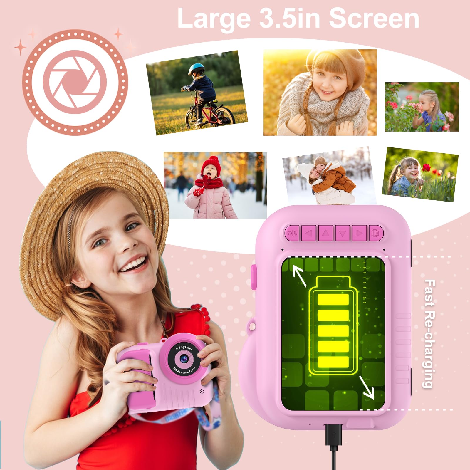 Kids Camera Instant Print Camera For Kids, Toddler Camera That Print Photo, Instant Digital Camera For Kids Printing Camera 3.5I
