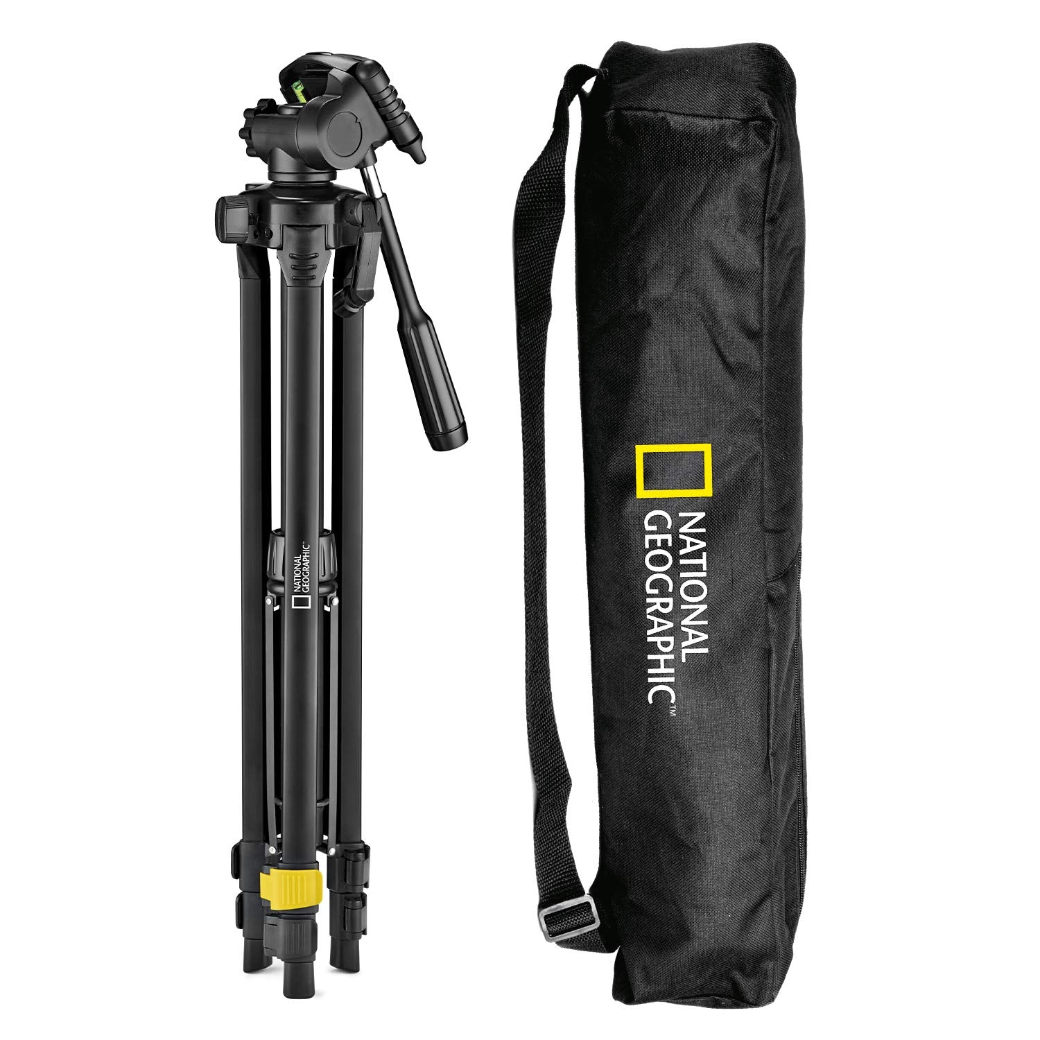 National Geographic Medium Photo Tripod Kit - Aluminium, 3-Way Head, Quick Release, Black, Model NGPH000, Load Capacity 1.5kg