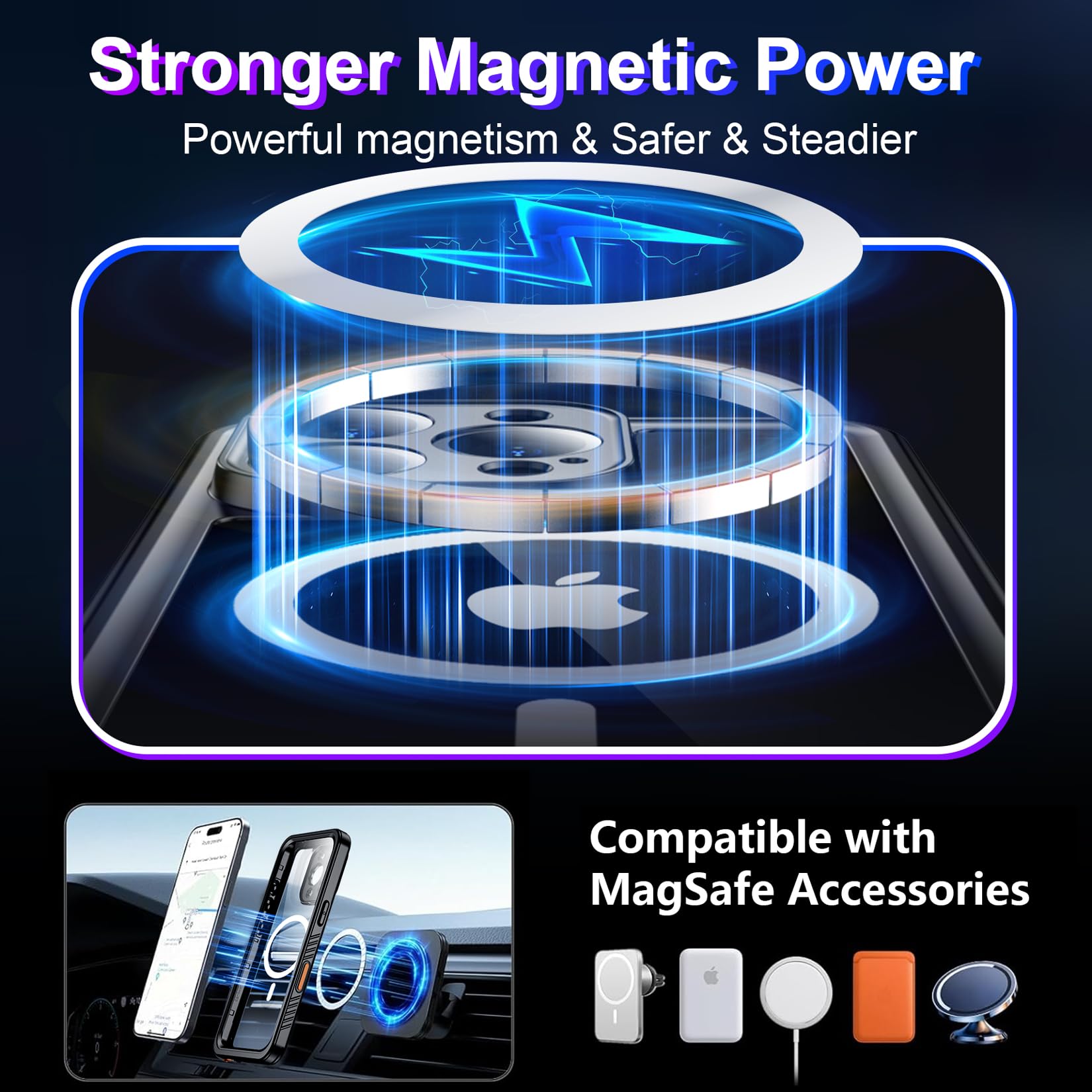 Temdan Compatible With Iphone 16 Pro Case Waterproof, Compatible With Magsafe Built In Screen & Camera Protector Ip68 Underwater